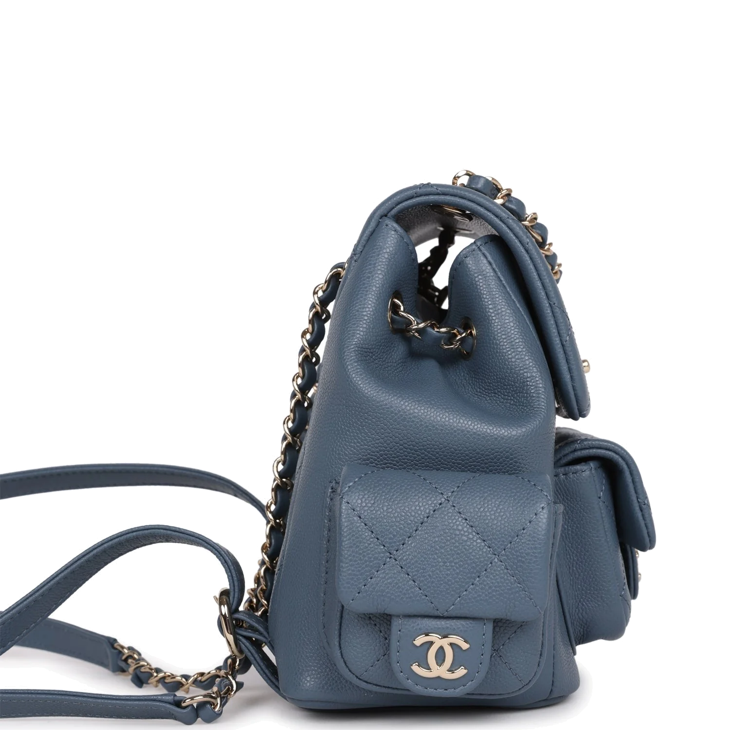 Chanel Mini Duma Backpack Blue Caviar — фото 4