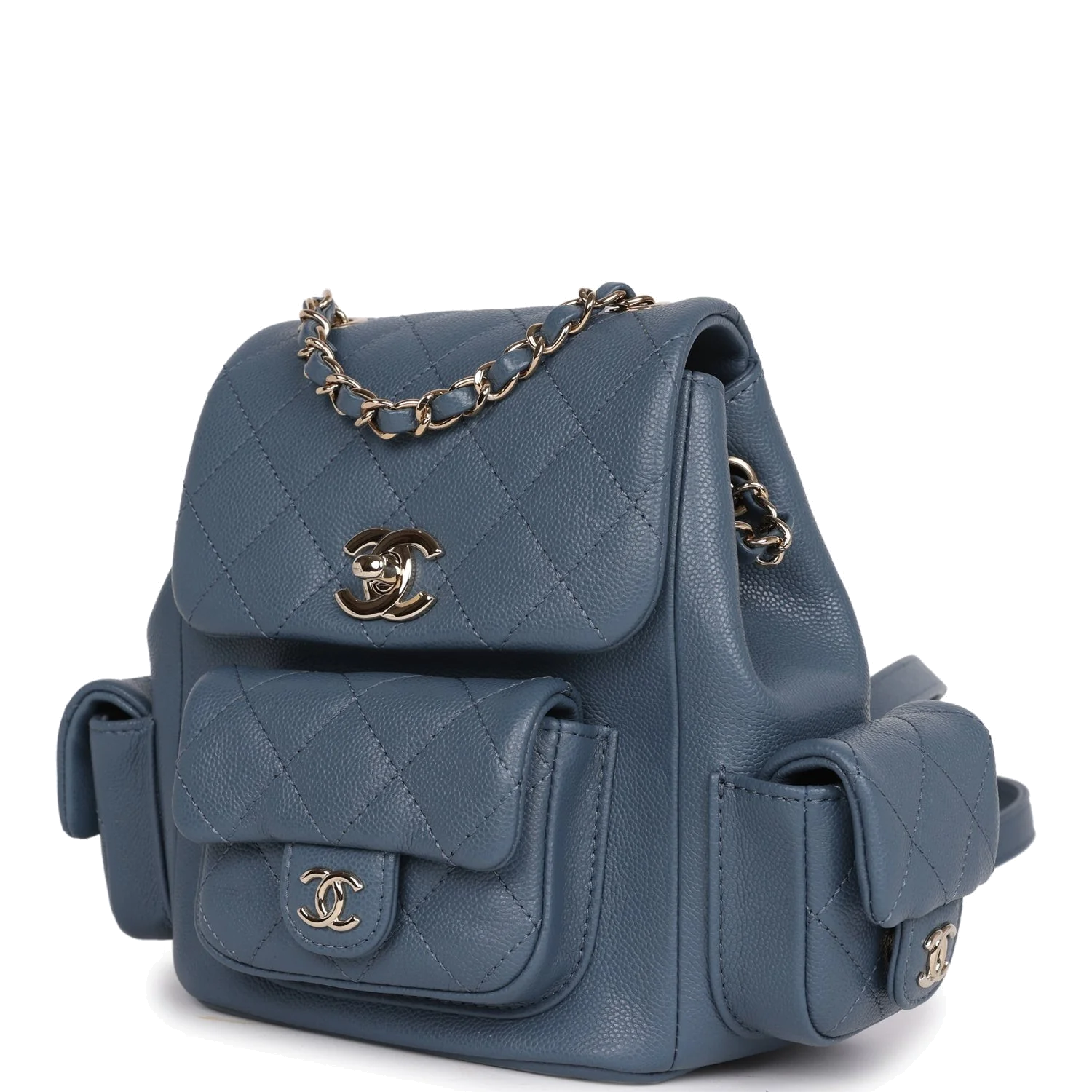Chanel Mini Duma Backpack Blue Caviar — фото 5