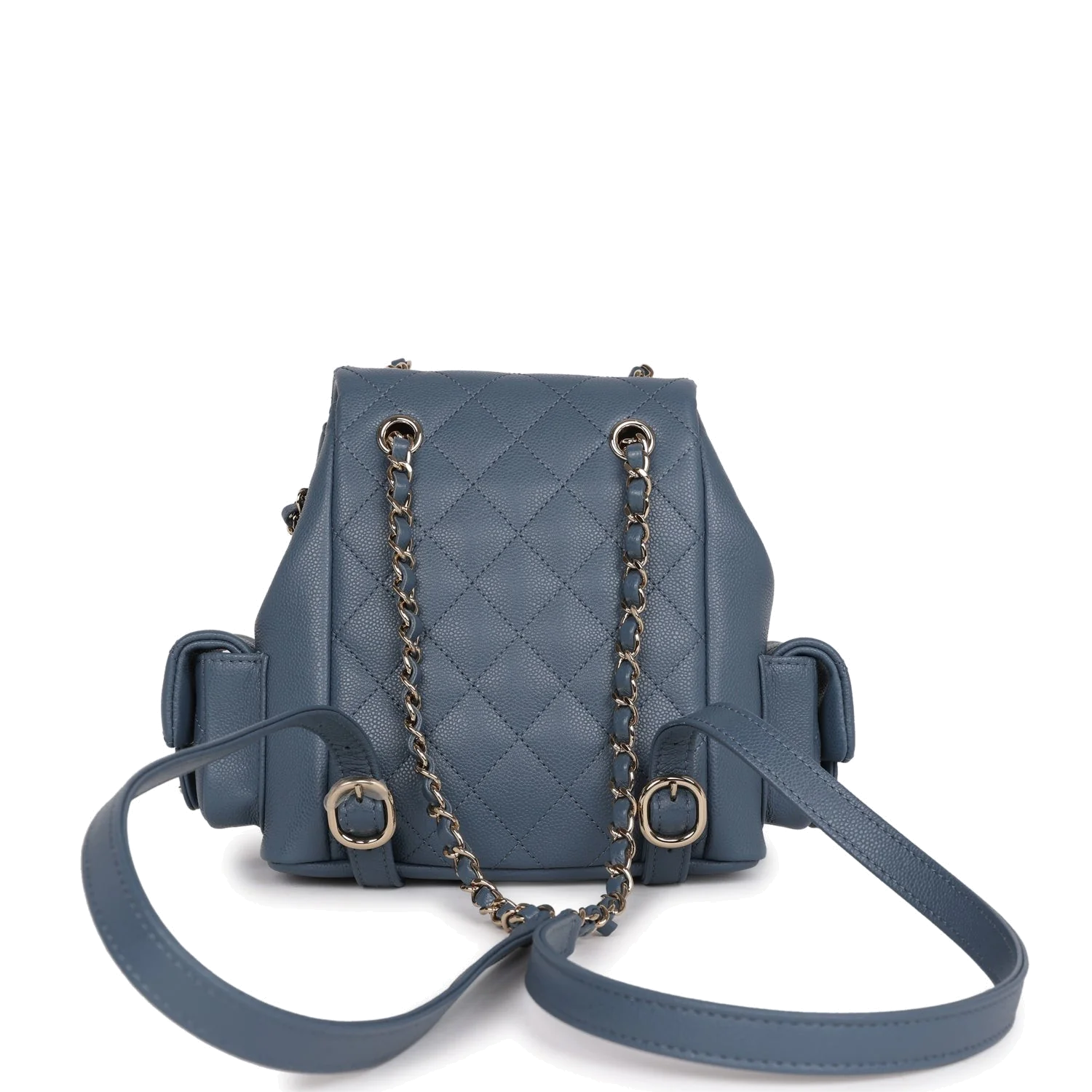 Chanel Mini Duma Backpack Blue Caviar — фото 6