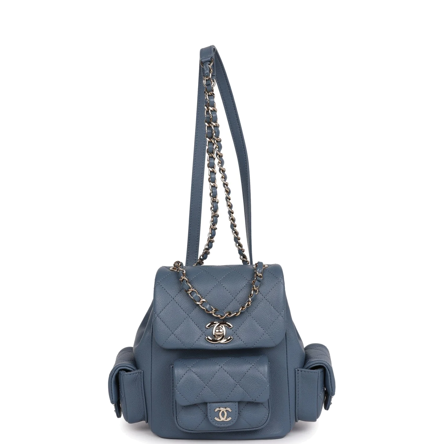 Chanel Mini Duma Backpack Blue Caviar — фото 7