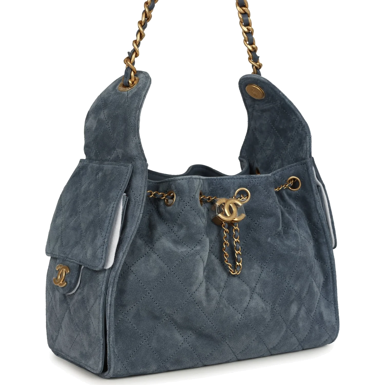 Chanel Small 25 Hobo Bag Blue Suede — фото 3