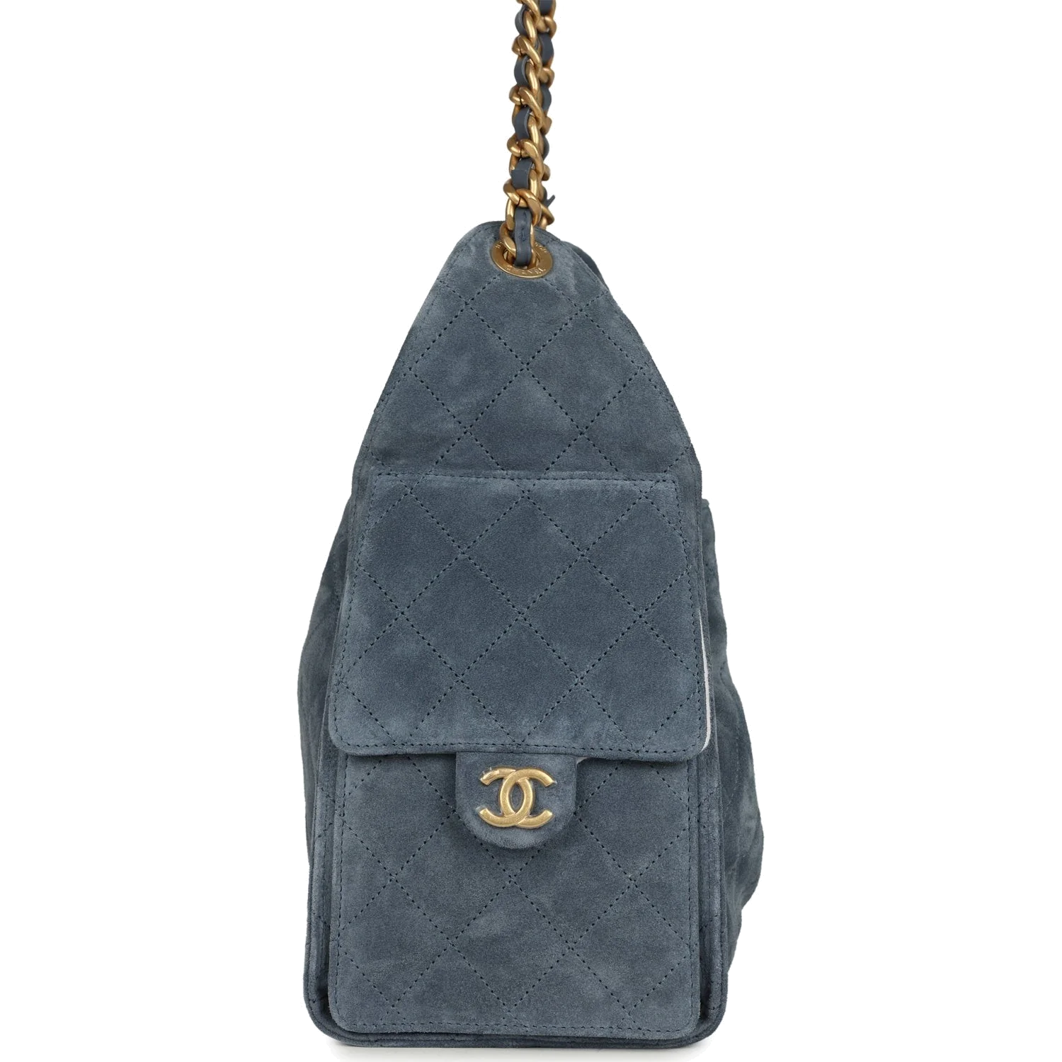 Chanel Small 25 Hobo Bag Blue Suede — фото 4