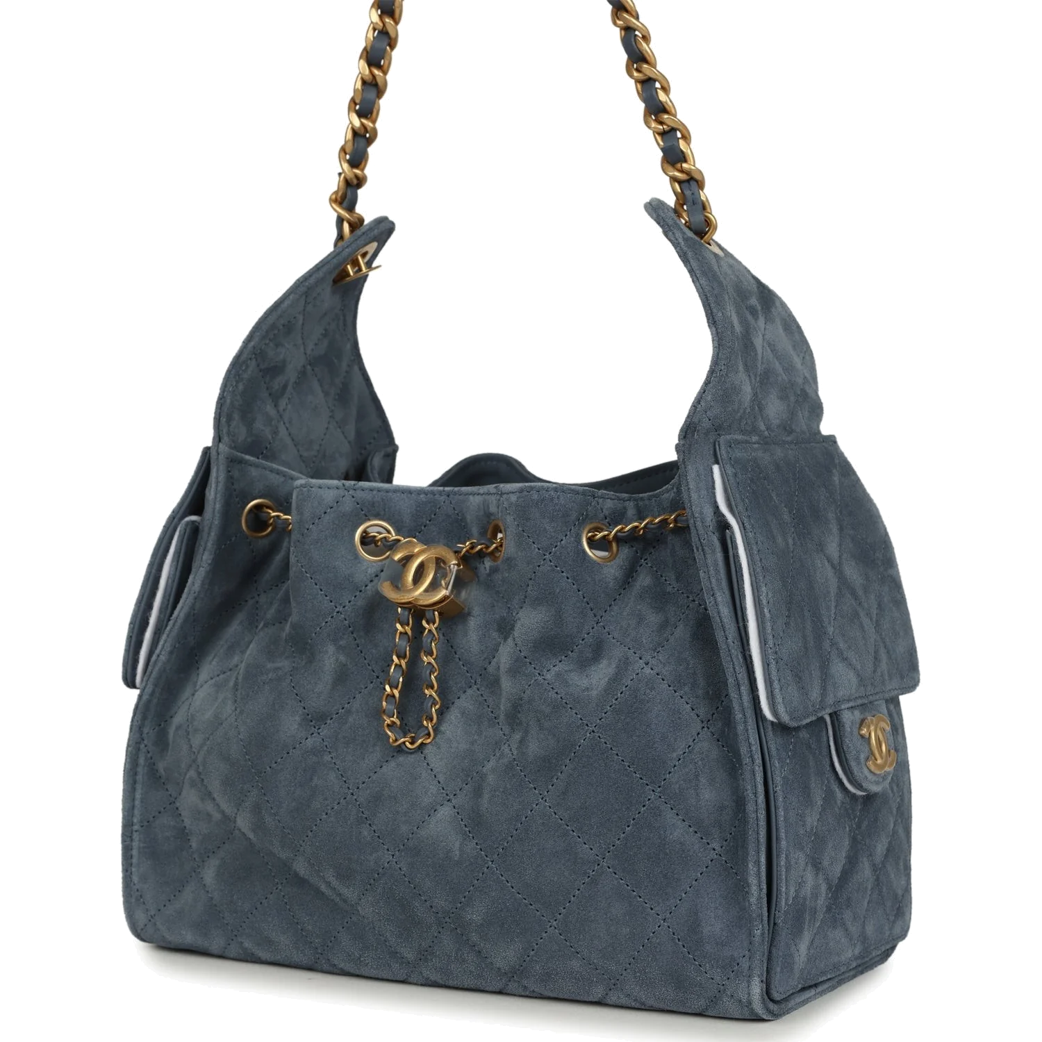 Chanel Small 25 Hobo Bag Blue Suede — фото 6