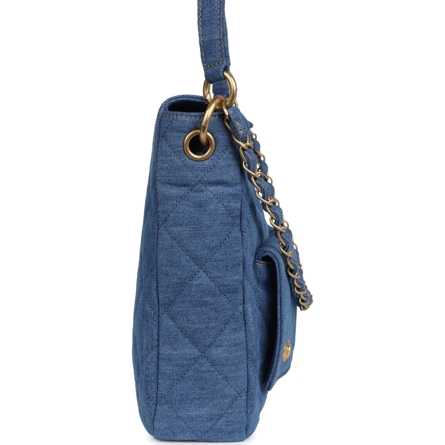 Chanel Large Supple Twins Hobo Bag Blue Denim — фото 4