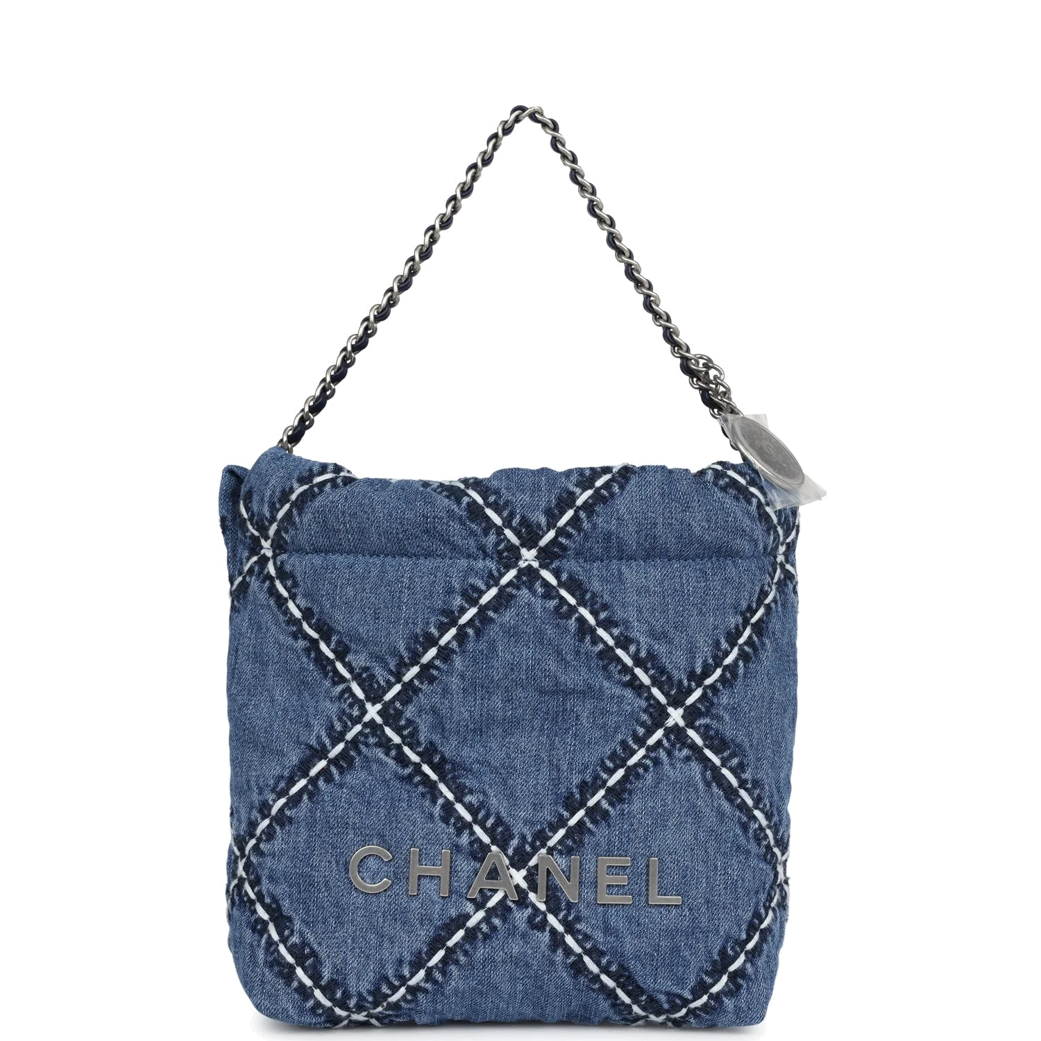 Chanel Mini 22 Bag Blue Stitched Denim — фото 1