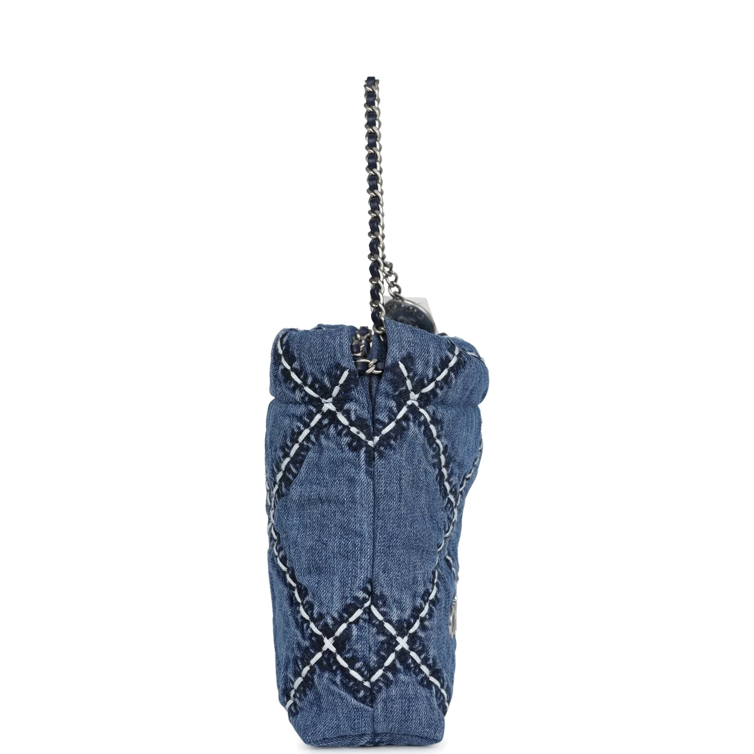 Chanel Mini 22 Bag Blue Stitched Denim — фото 4