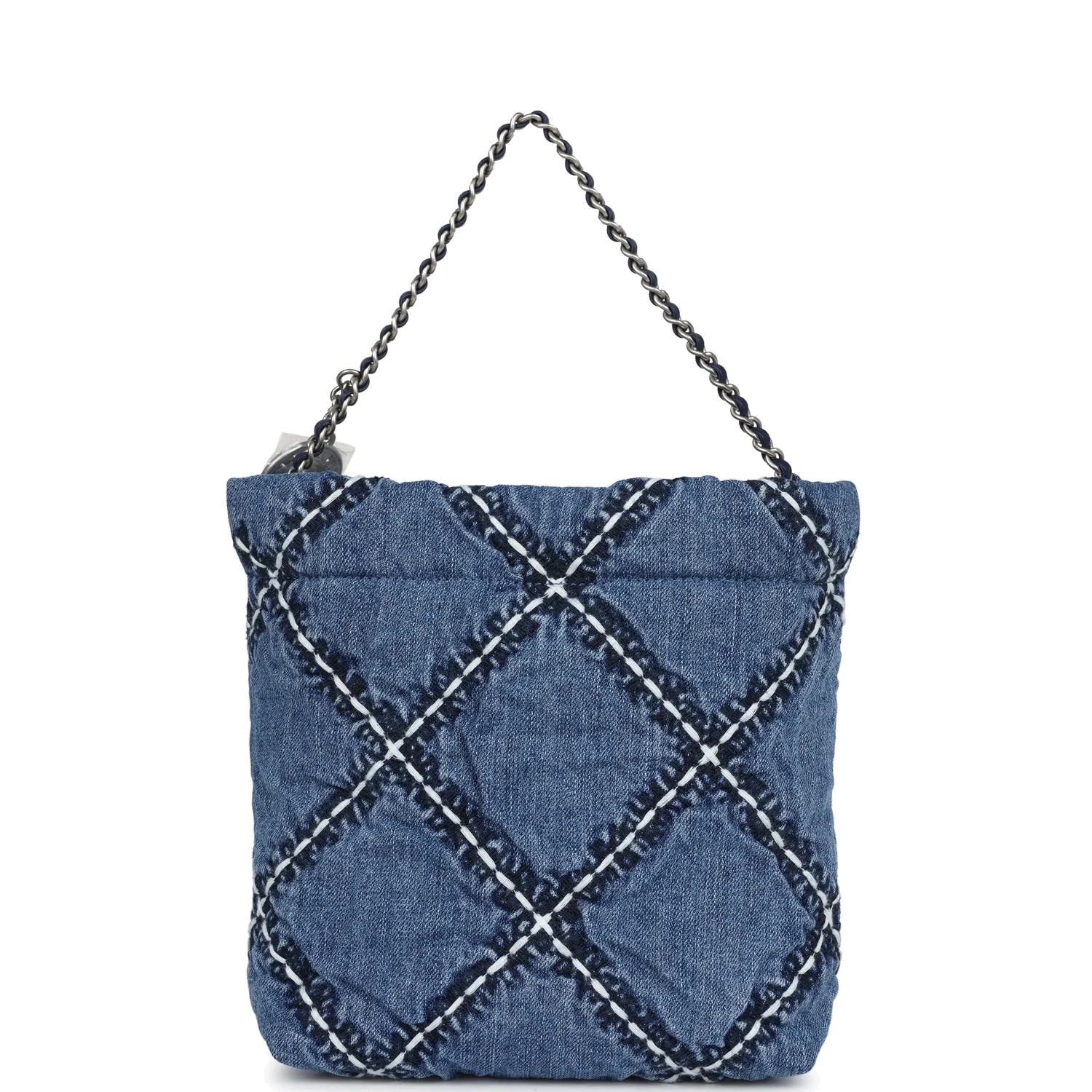 Chanel Mini 22 Bag Blue Stitched Denim — фото 5