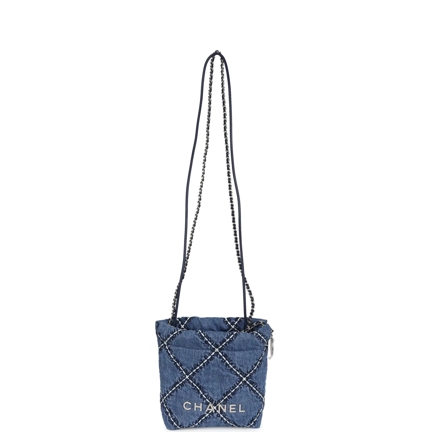 Chanel Mini 22 Bag Blue Stitched Denim — фото 8