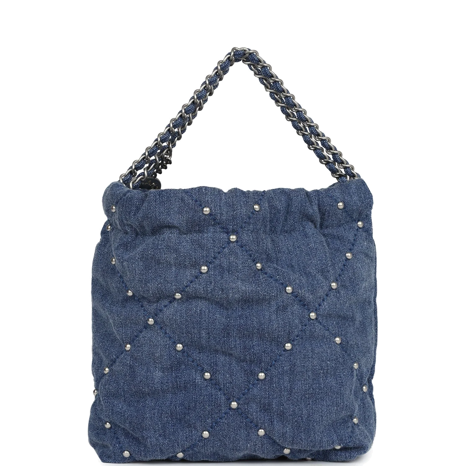 Chanel Mini 22 Bag Blue Studded Denim — фото 5