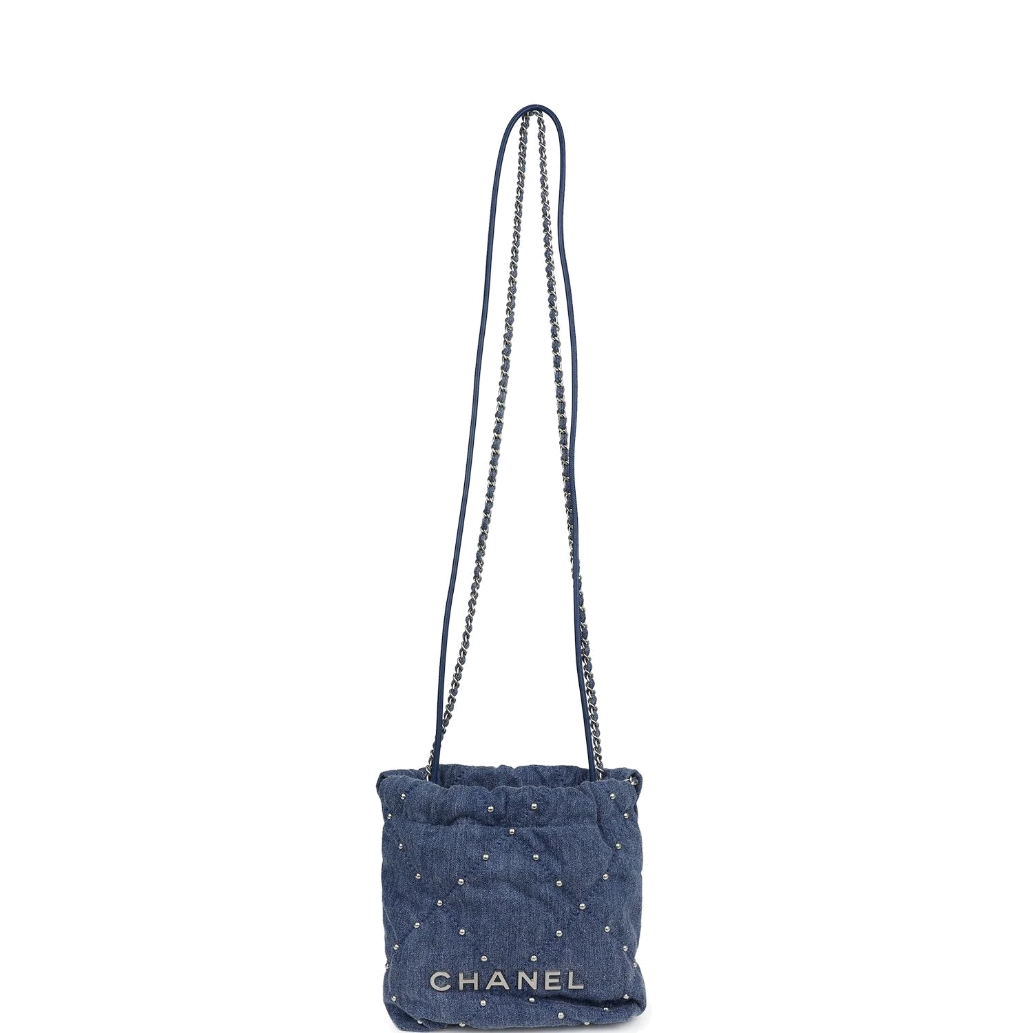 Chanel Mini 22 Bag Blue Studded Denim — фото 8