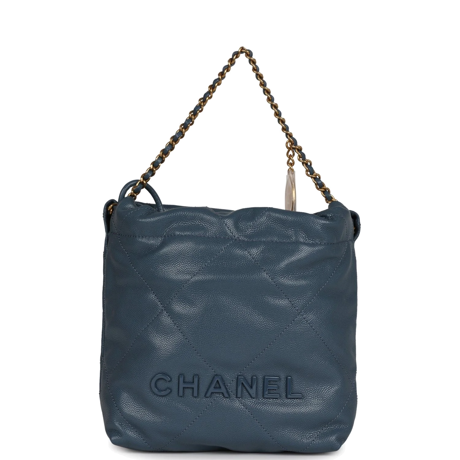 Chanel Mini 22 Bag Blue Grained Calfskin — фото 2