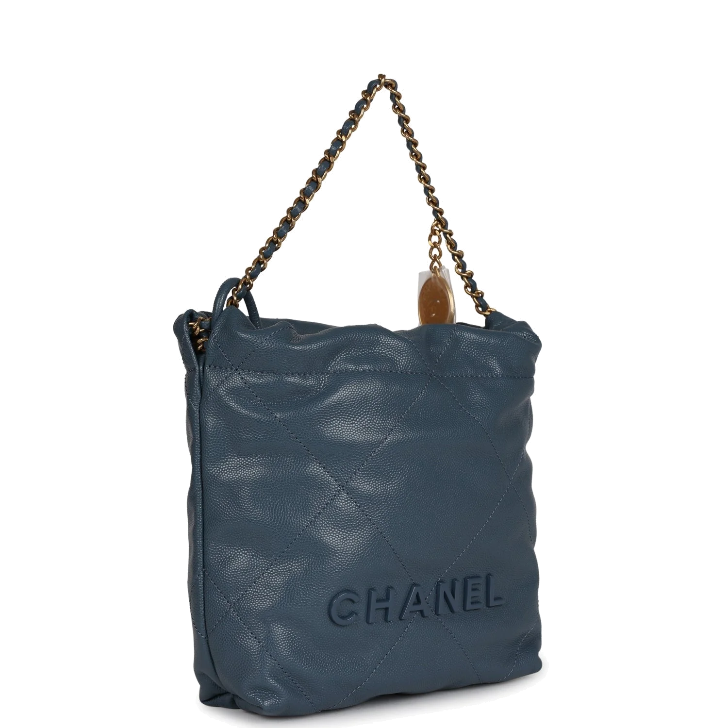 Chanel Mini 22 Bag Blue Grained Calfskin — фото 3