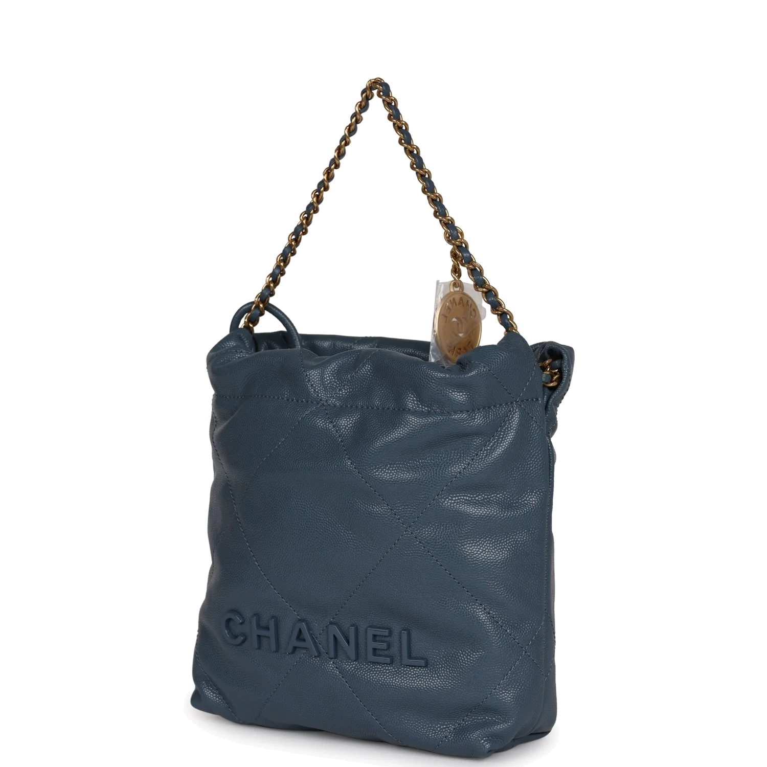 Chanel Mini 22 Bag Blue Grained Calfskin — фото 6
