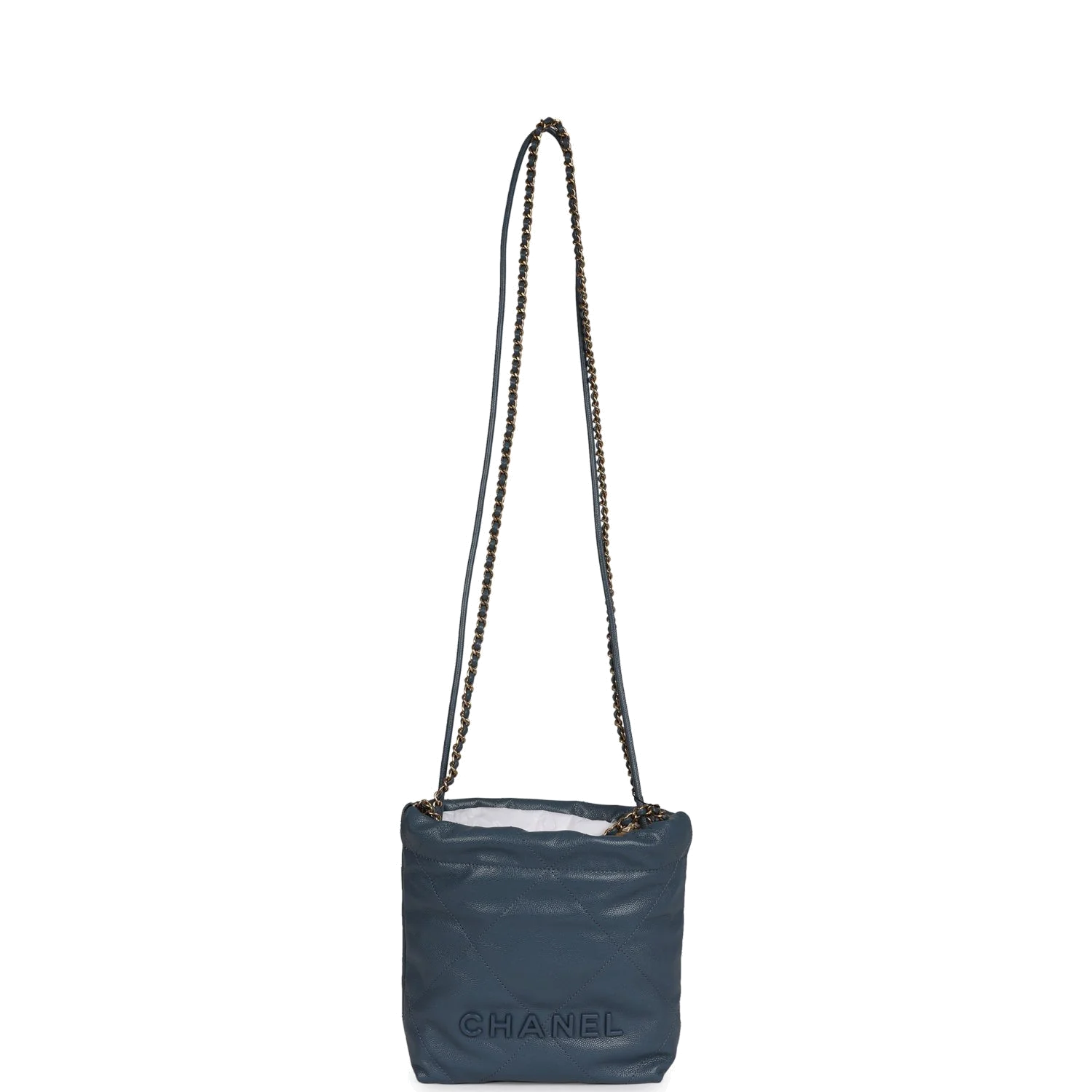 Chanel Mini 22 Bag Blue Grained Calfskin — фото 8