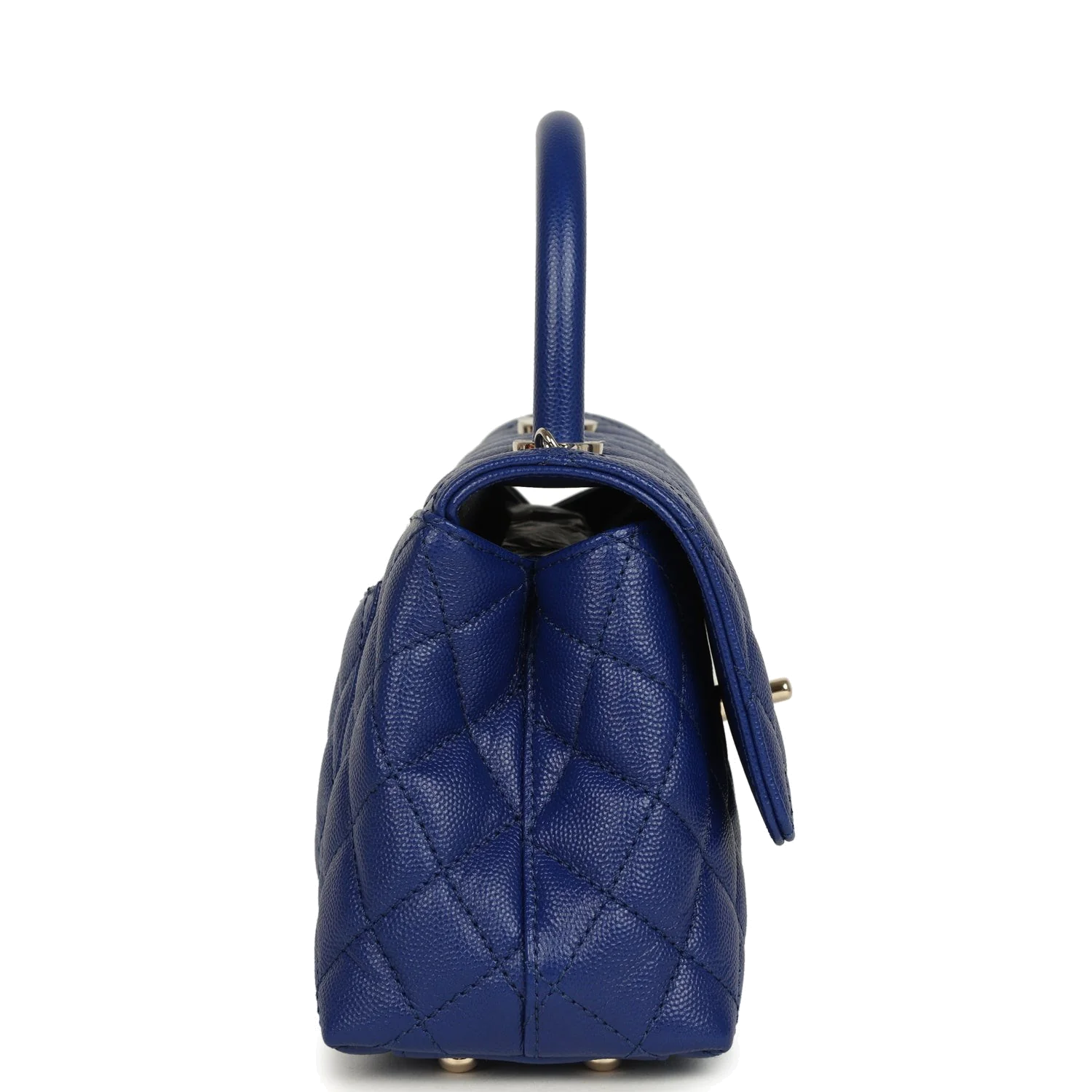 Chanel Mini Coco Top Handle Flap Bag Dark Blue Shiny Caviar — фото 4