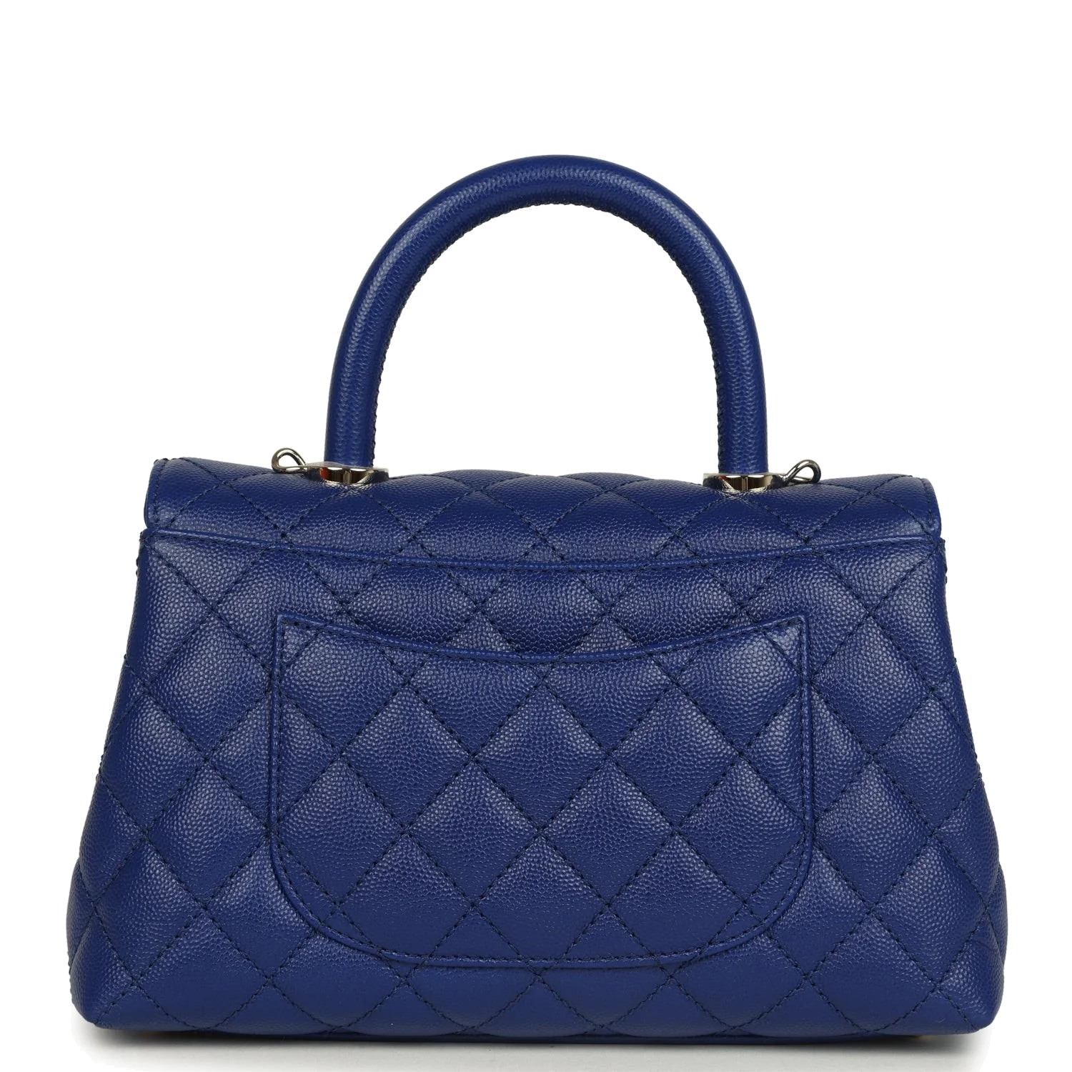 Chanel Mini Coco Top Handle Flap Bag Dark Blue Shiny Caviar — фото 5