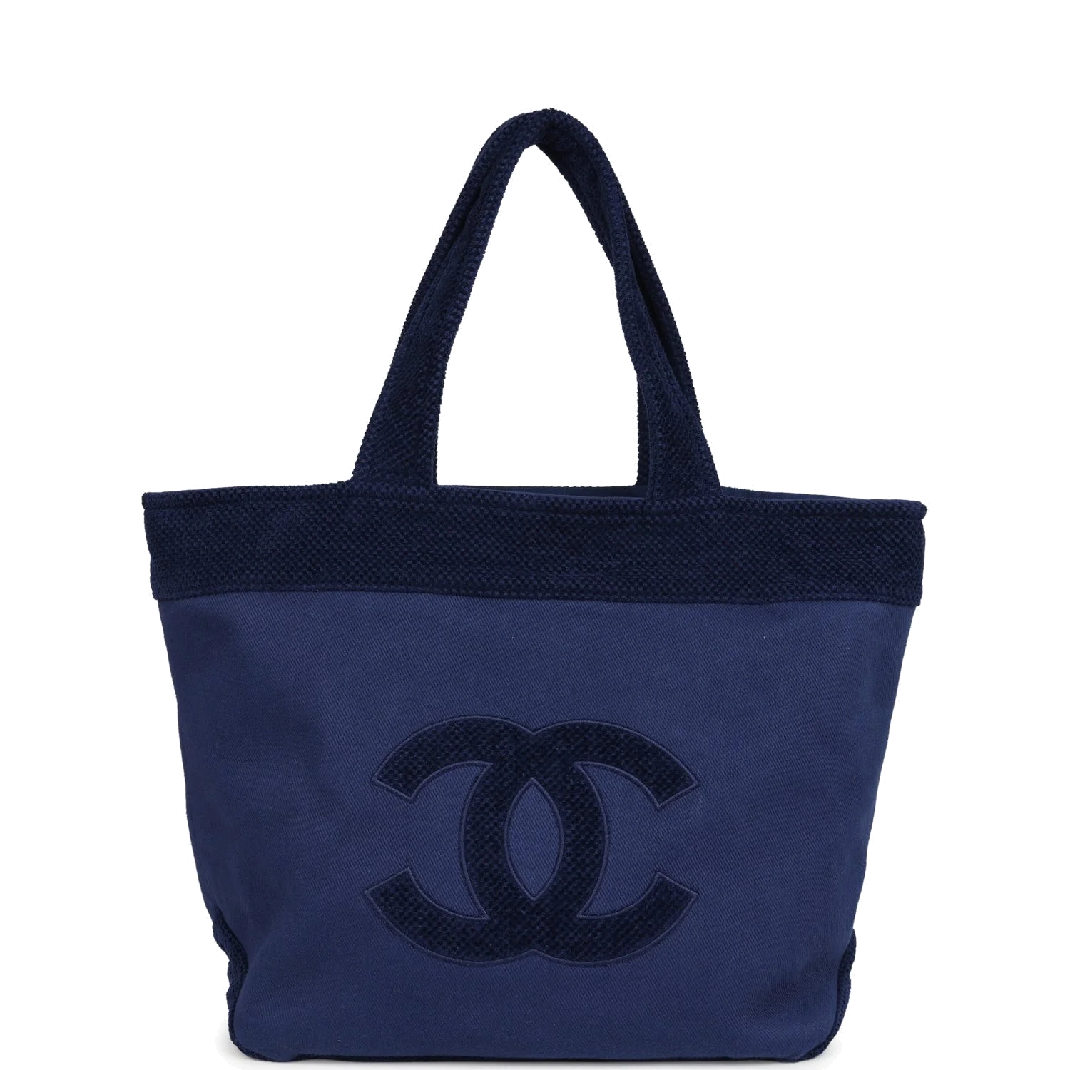 Chanel CC Beach Tote Bag & Towel Set Navy Blue Canvas & Terry — фото 3