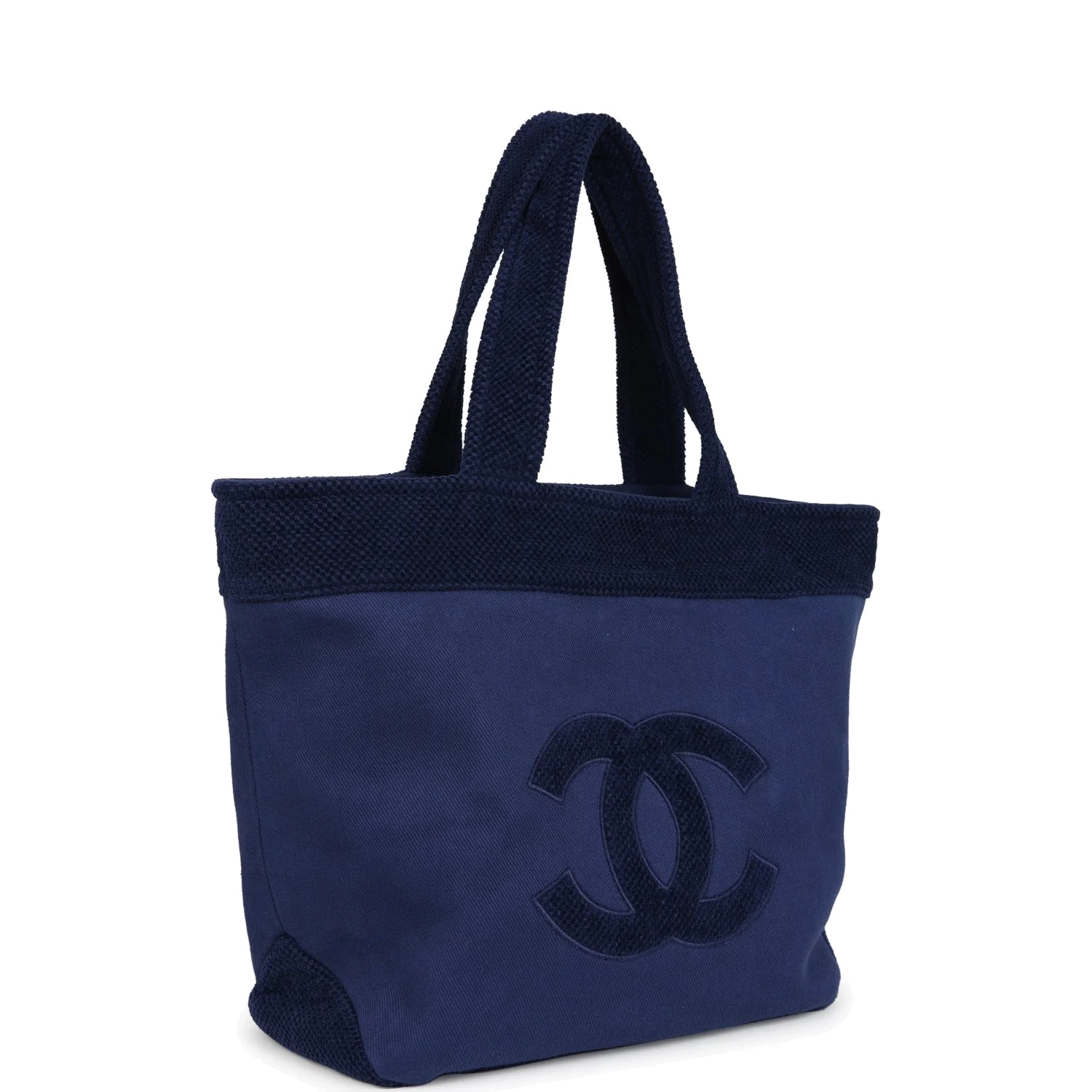 Chanel CC Beach Tote Bag & Towel Set Navy Blue Canvas & Terry — фото 4