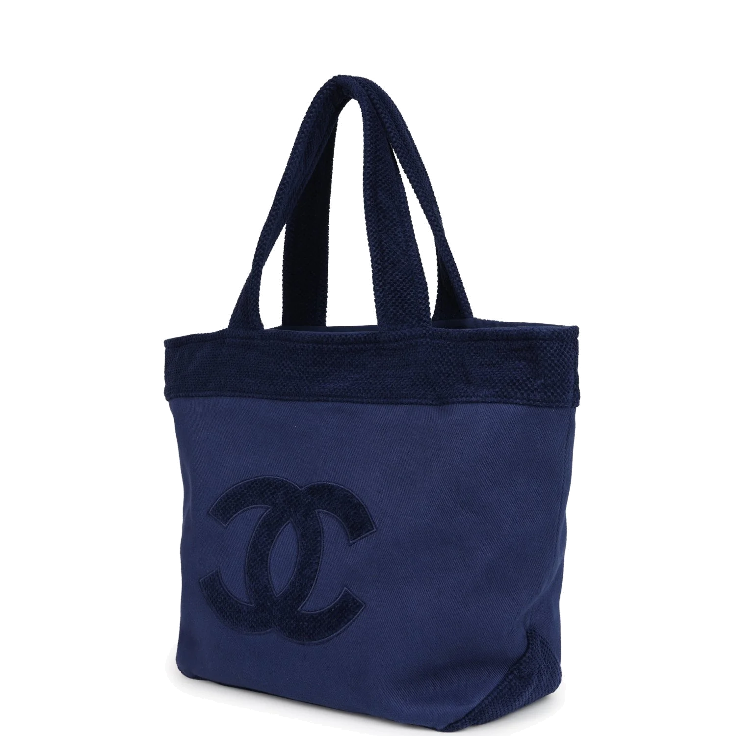 Chanel CC Beach Tote Bag & Towel Set Navy Blue Canvas & Terry — фото 5
