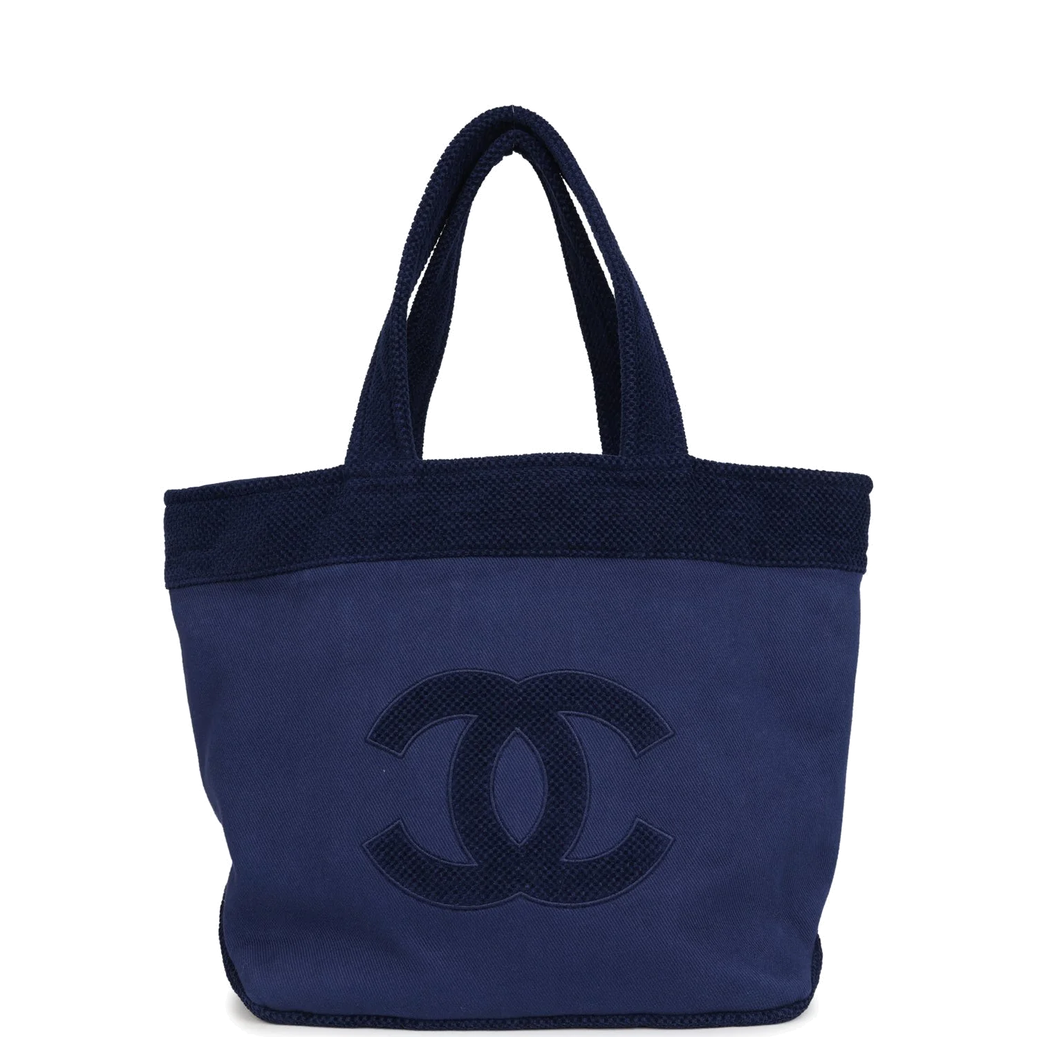 Chanel CC Beach Tote Bag & Towel Set Navy Blue Canvas & Terry — фото 7
