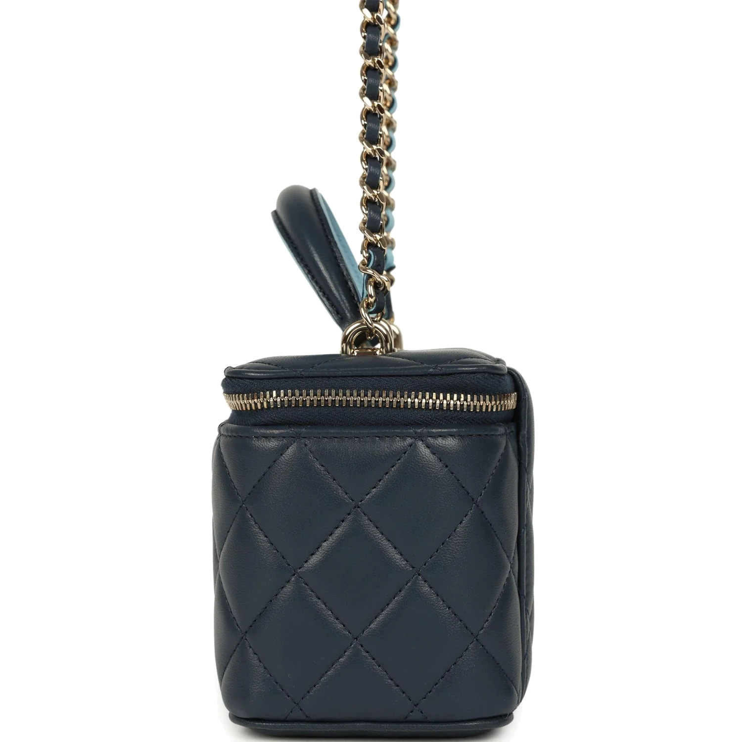 Chanel Small Top Handle Vanity Case Navy & Light Blue Lambskin — фото 4