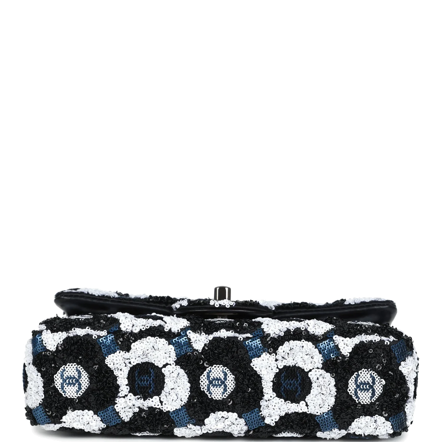 Chanel Mini Rectangular Flower Flap Bag Black, Navy and White Sequin — фото 7