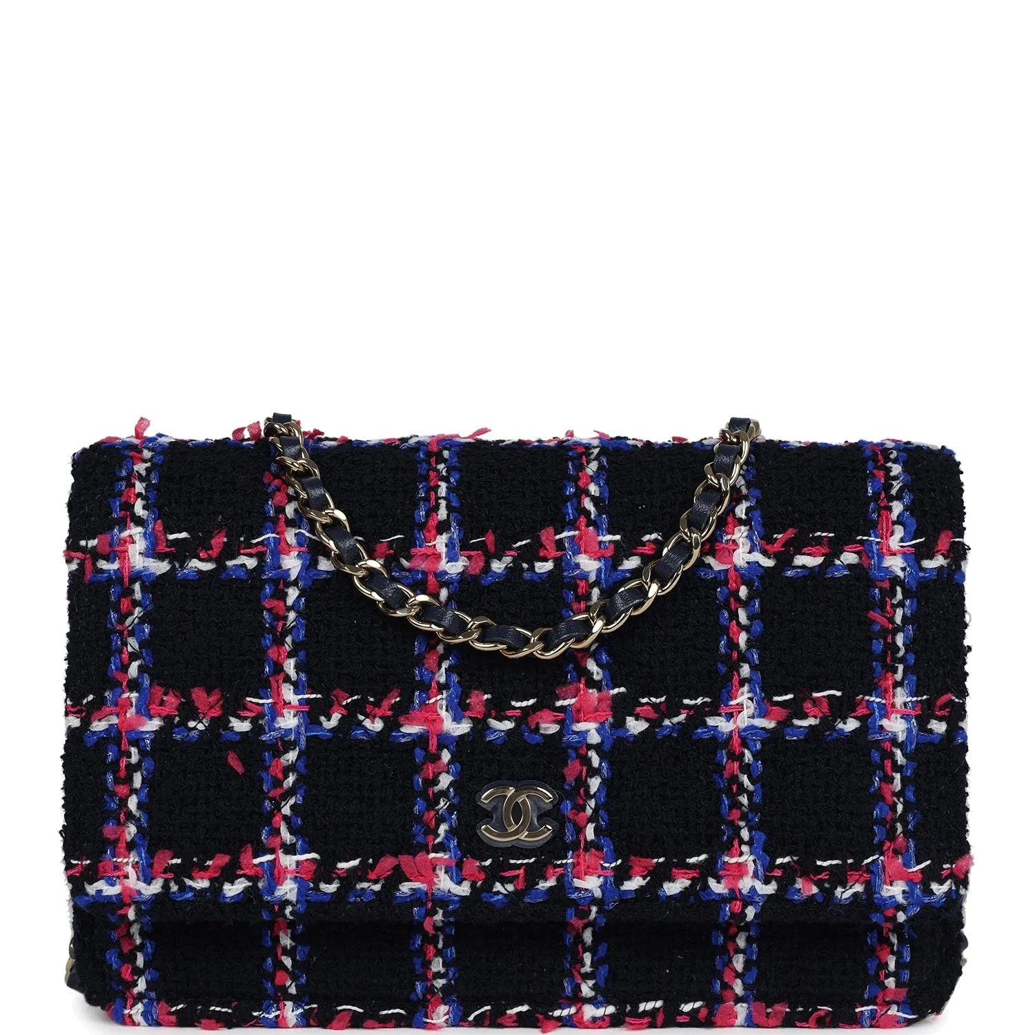 Chanel Wallet On Chain WOC Navy Multicolored Tweed — фото 2