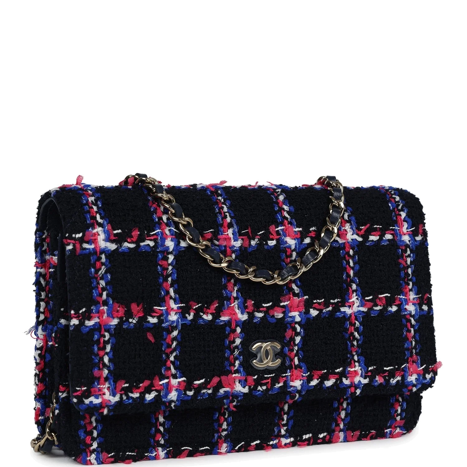 Chanel Wallet On Chain WOC Navy Multicolored Tweed — фото 3