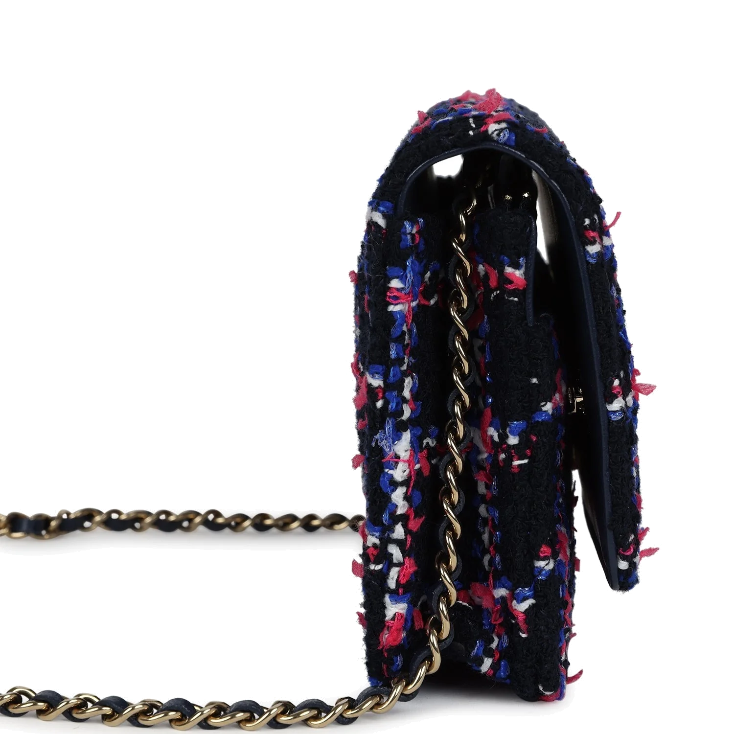 Chanel Wallet On Chain WOC Navy Multicolored Tweed — фото 4