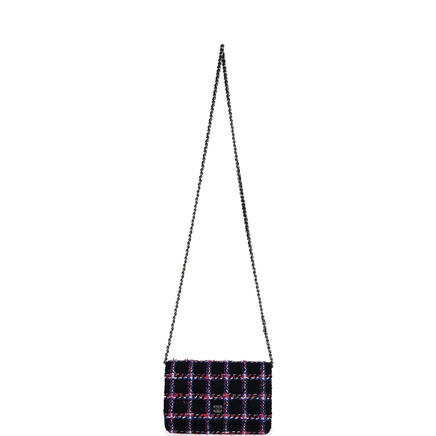 Chanel Wallet On Chain WOC Navy Multicolored Tweed — фото 8