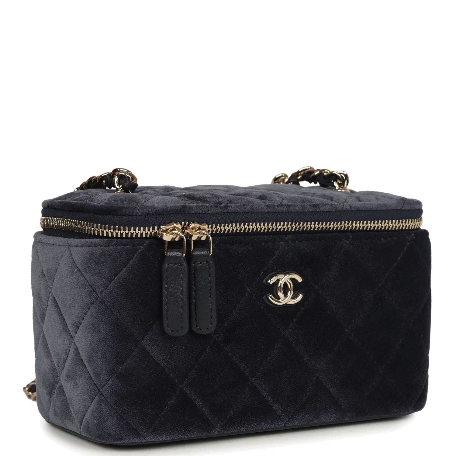 Chanel Small Crystal Pearl Crush Vanity Case Gris Fonce Velvet — фото 3