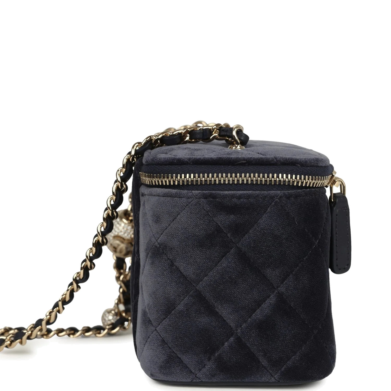 Chanel Small Crystal Pearl Crush Vanity Case Gris Fonce Velvet — фото 4