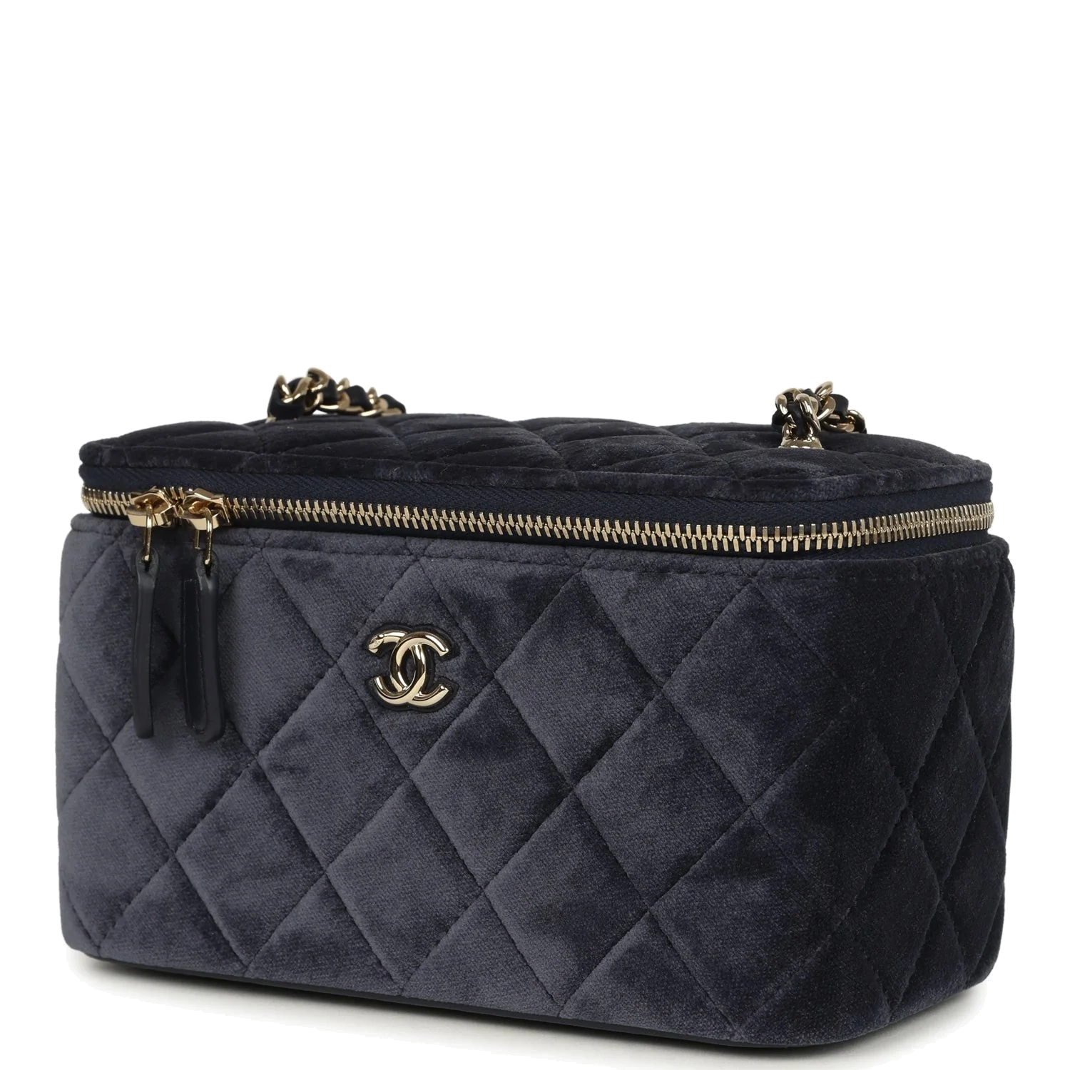 Chanel Small Crystal Pearl Crush Vanity Case Gris Fonce Velvet — фото 6