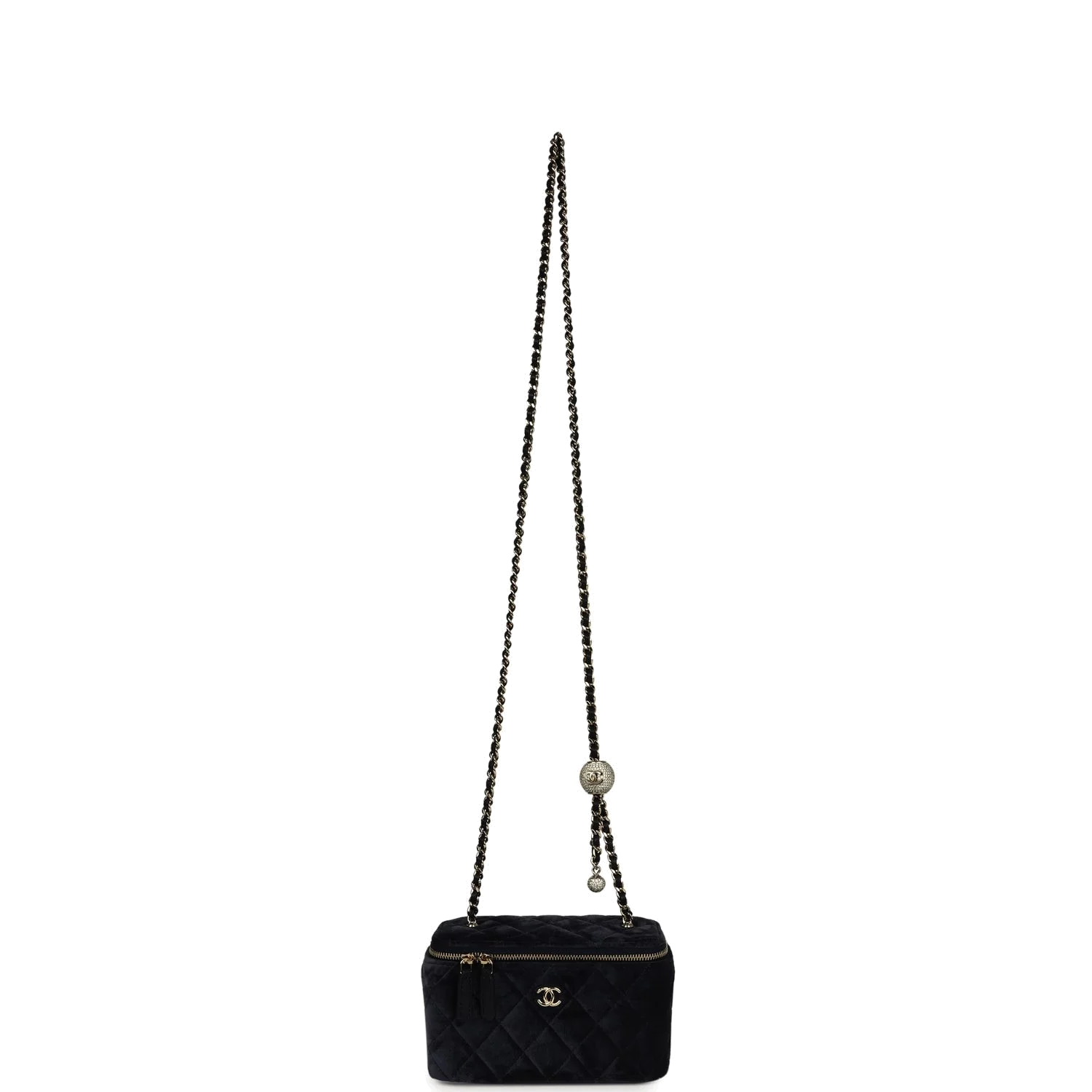 Chanel Small Crystal Pearl Crush Vanity Case Gris Fonce Velvet — фото 8