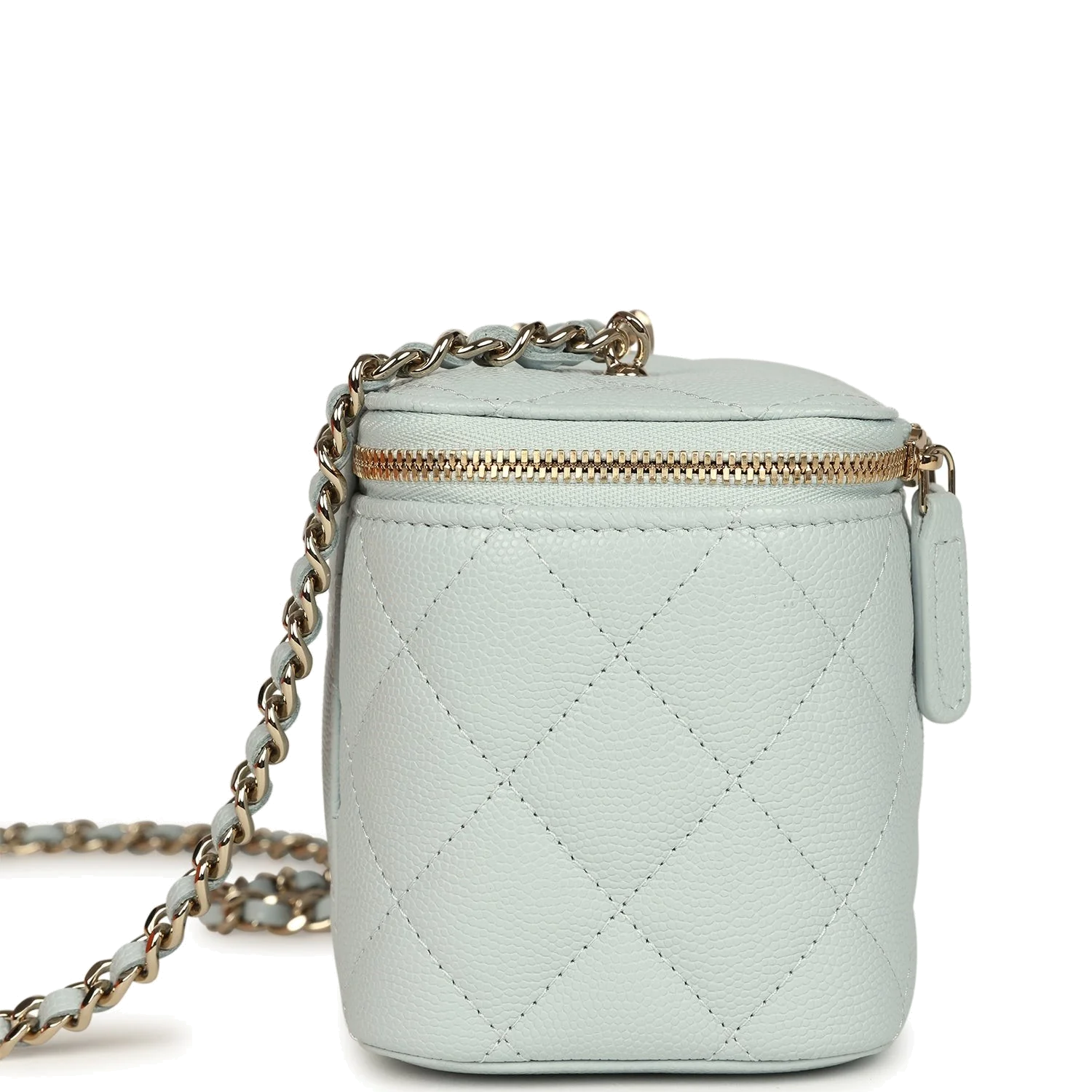 Chanel Small Rectangular Classic Vanity Case Light Blue Shiny Caviar — фото 4