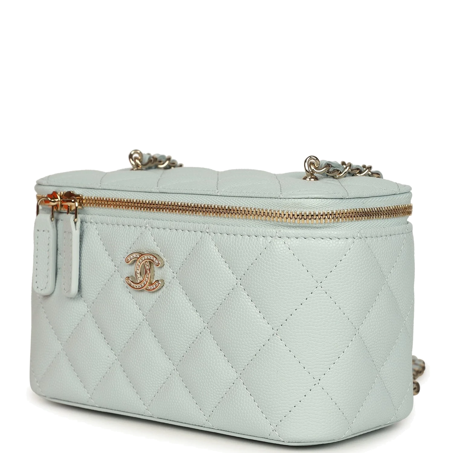 Chanel Small Rectangular Classic Vanity Case Light Blue Shiny Caviar — фото 6