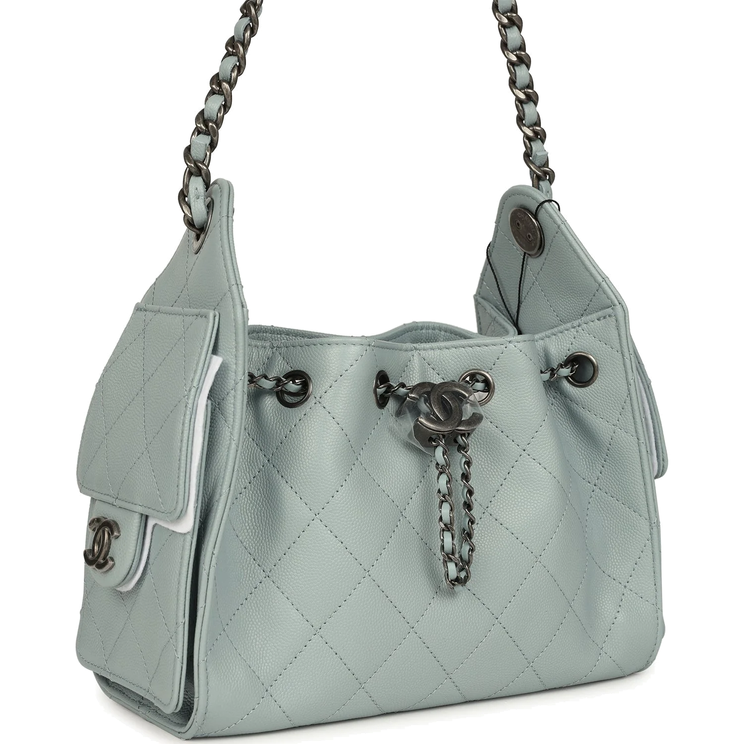 Chanel Mini 25 Hobo Bag Light Blue Caviar — фото 3