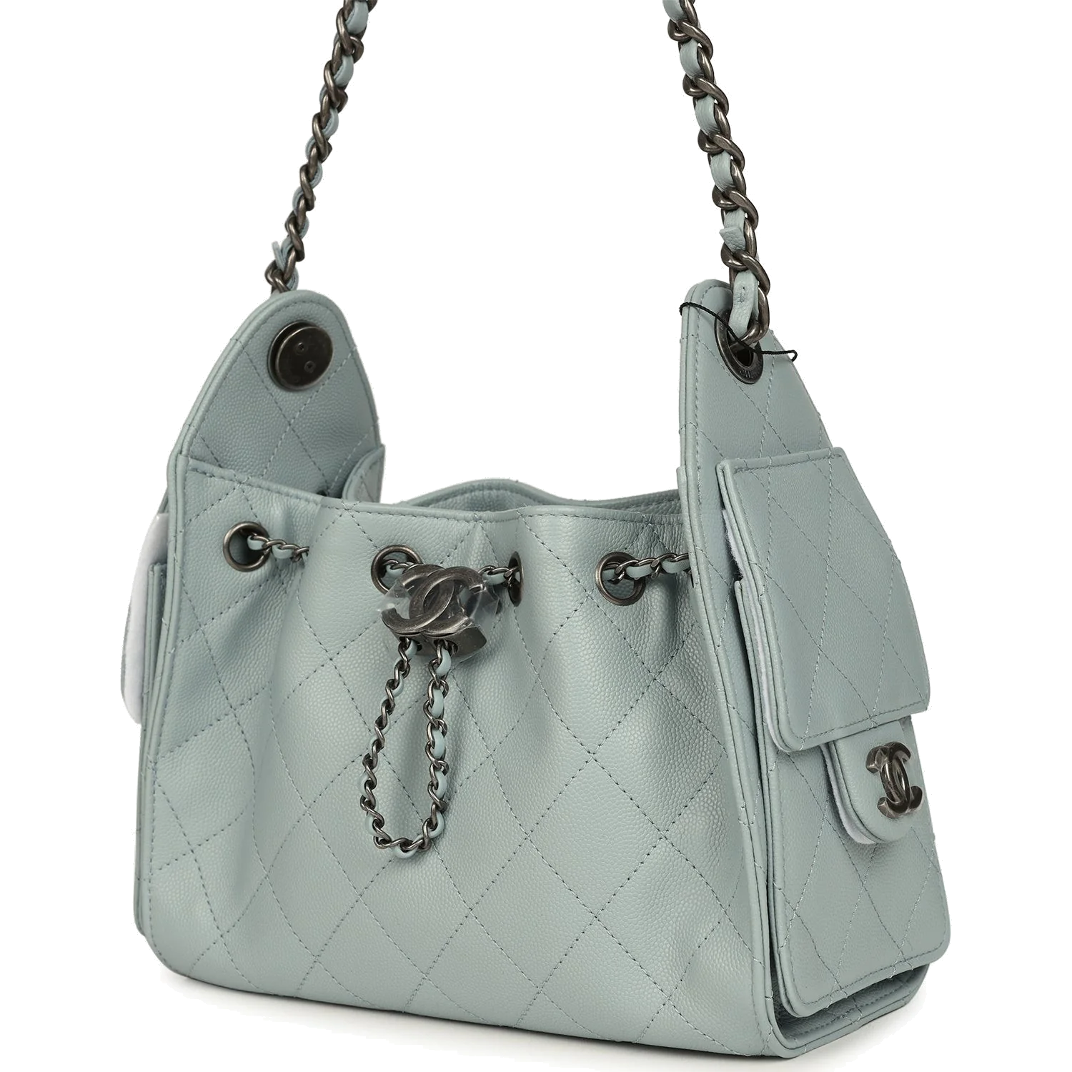 Chanel Mini 25 Hobo Bag Light Blue Caviar — фото 6