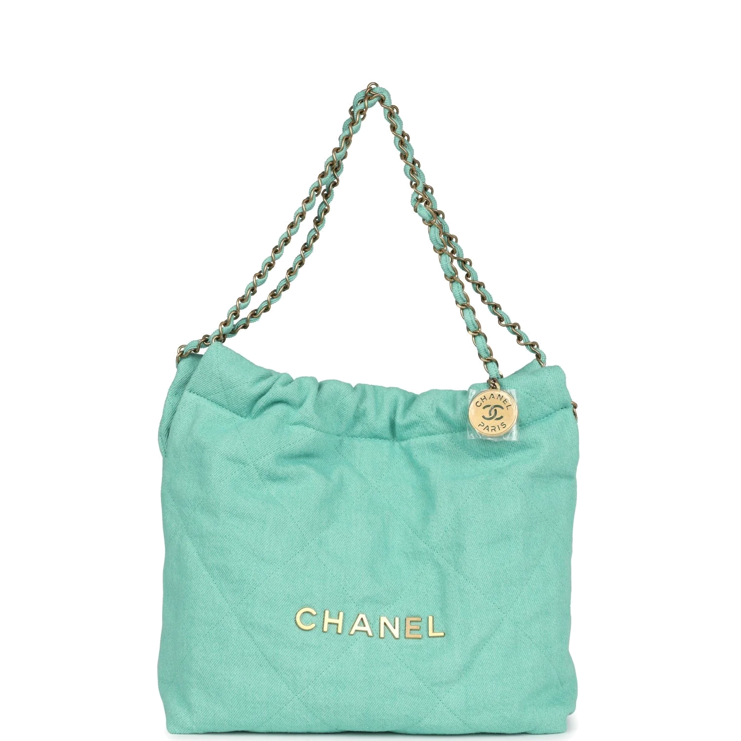 Chanel Small 22 Bag Light Green Washed Denim