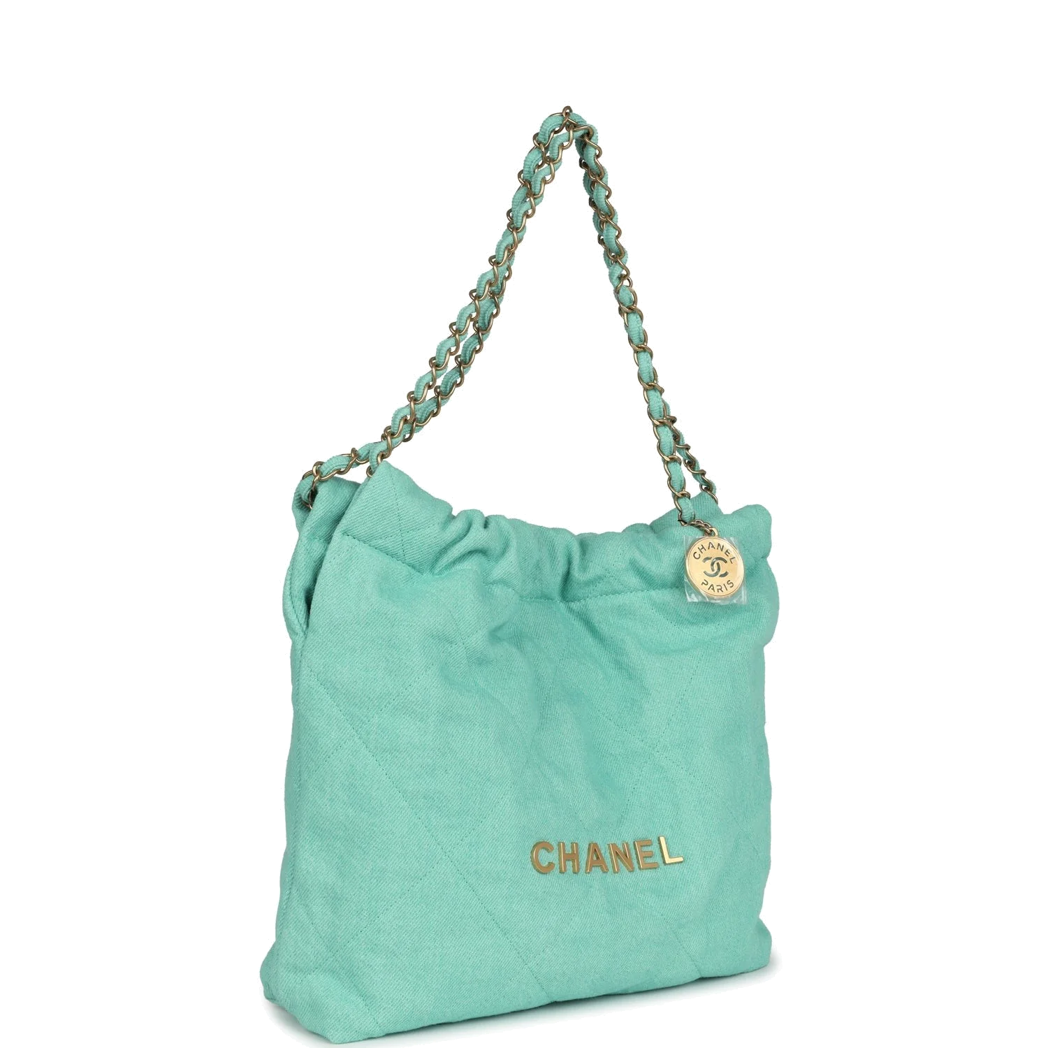 Chanel Small 22 Bag Light Green Washed Denim — фото 3