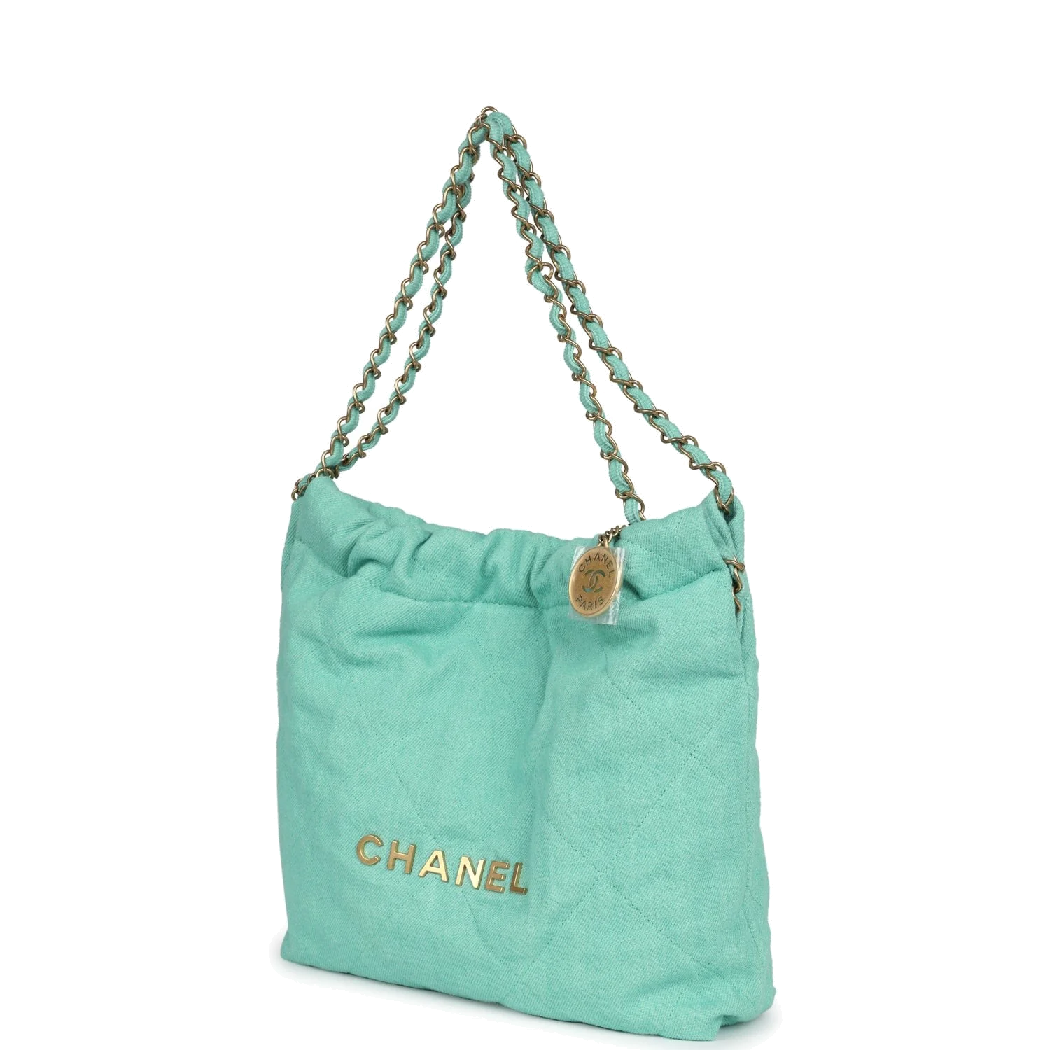 Chanel Small 22 Bag Light Green Washed Denim — фото 6
