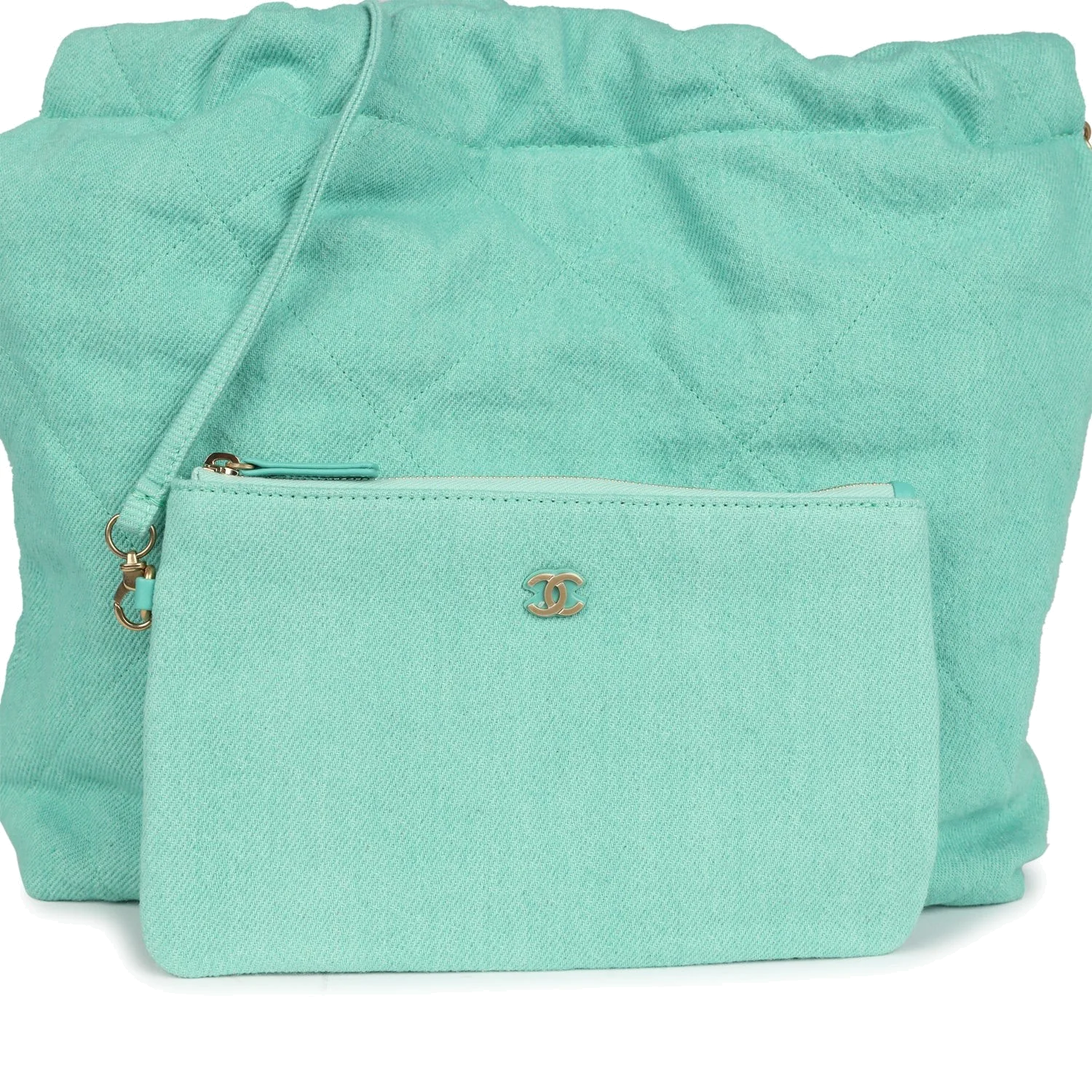 Chanel Small 22 Bag Light Green Washed Denim — фото 8