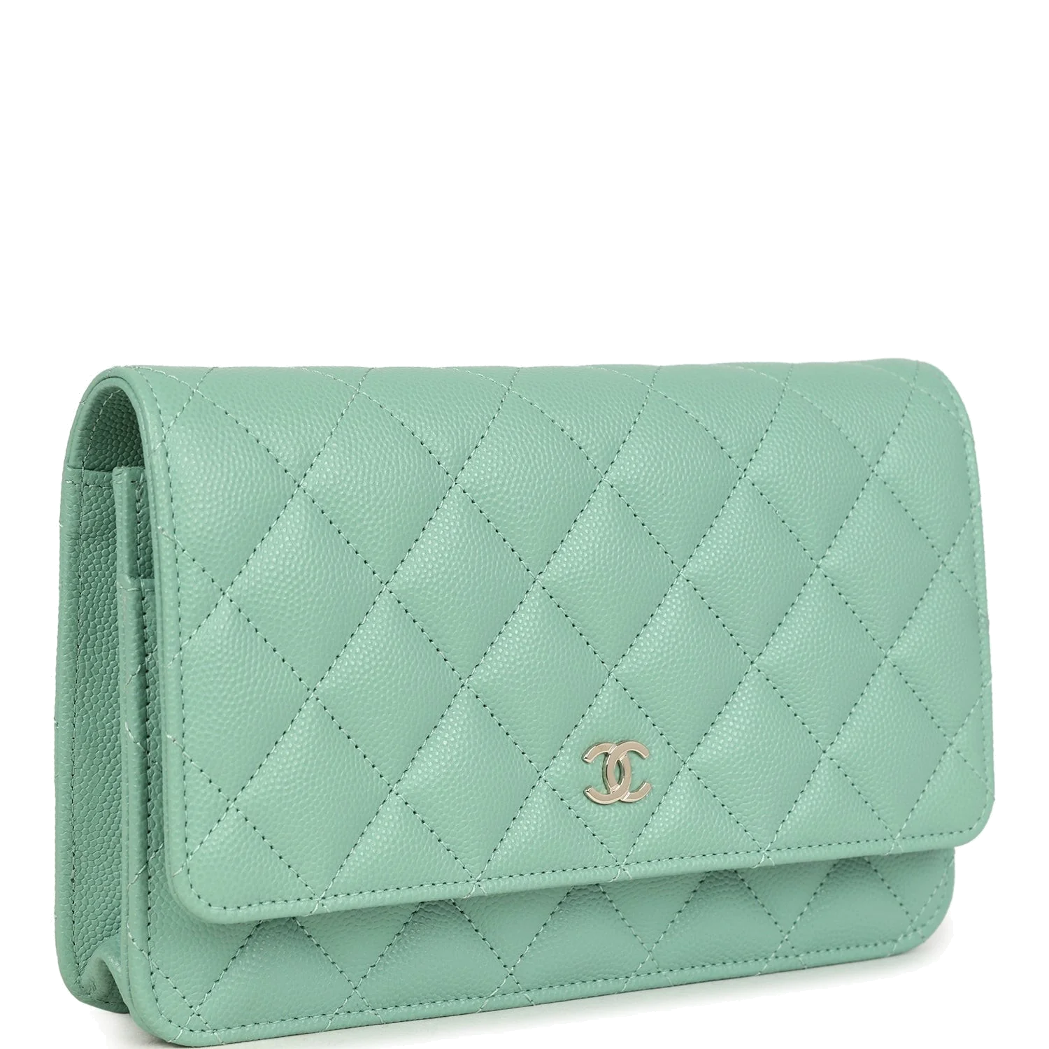 Chanel Wallet On Chain WOC Light Green Caviar — фото 3