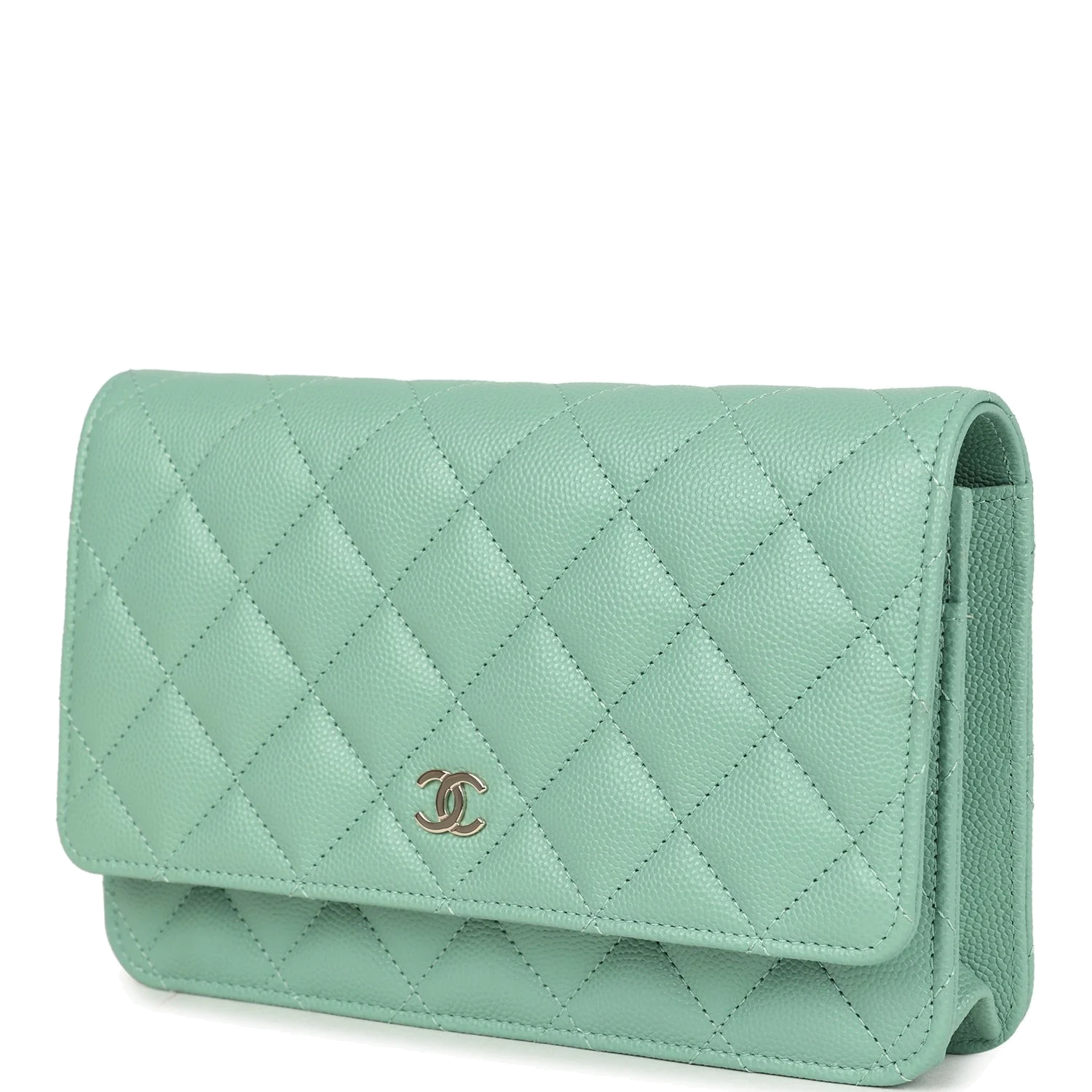 Chanel Wallet On Chain WOC Light Green Caviar — фото 6