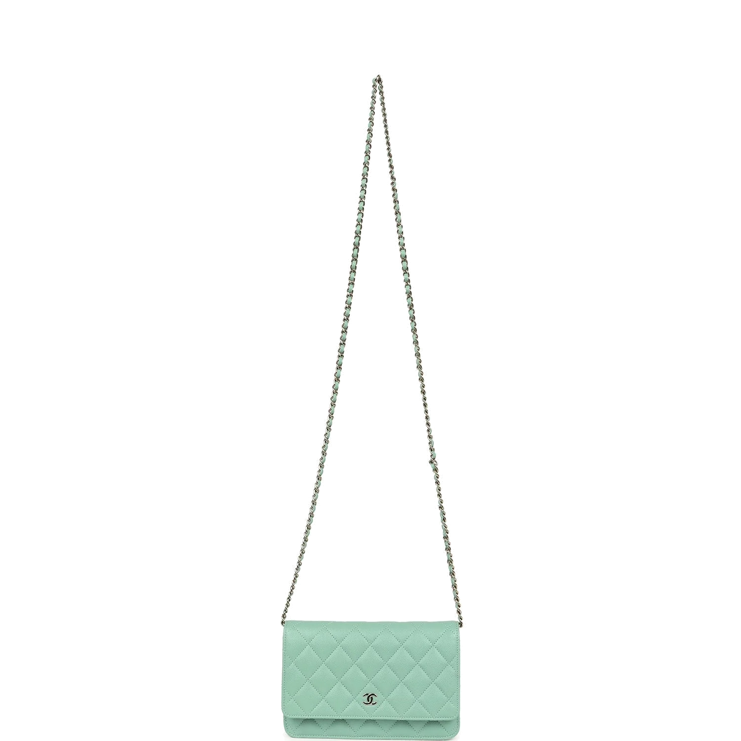 Chanel Wallet On Chain WOC Light Green Caviar — фото 8