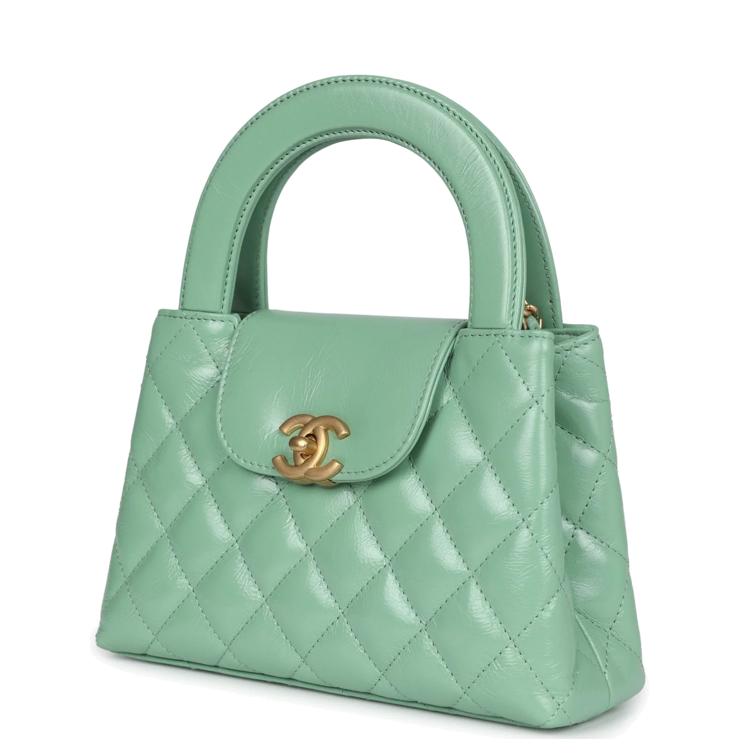 Chanel Small Kelly Shopper Light Green Shiny Aged Calfskin — фото 6