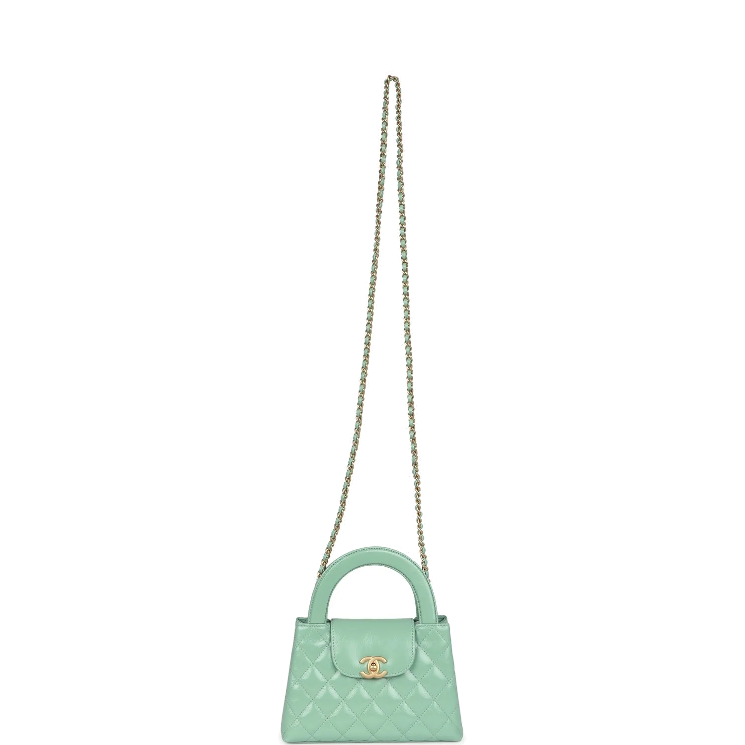 Chanel Small Kelly Shopper Light Green Shiny Aged Calfskin — фото 8