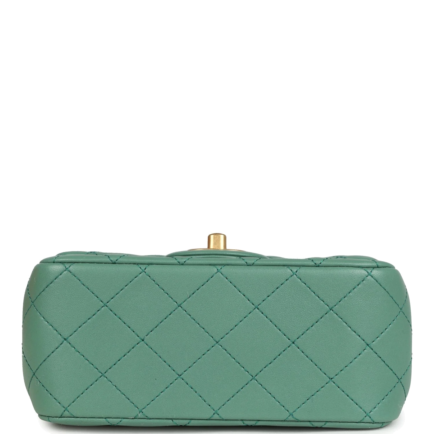 Chanel Mini Square Pearl Crush Flap Bag Green Lambskin — фото 7