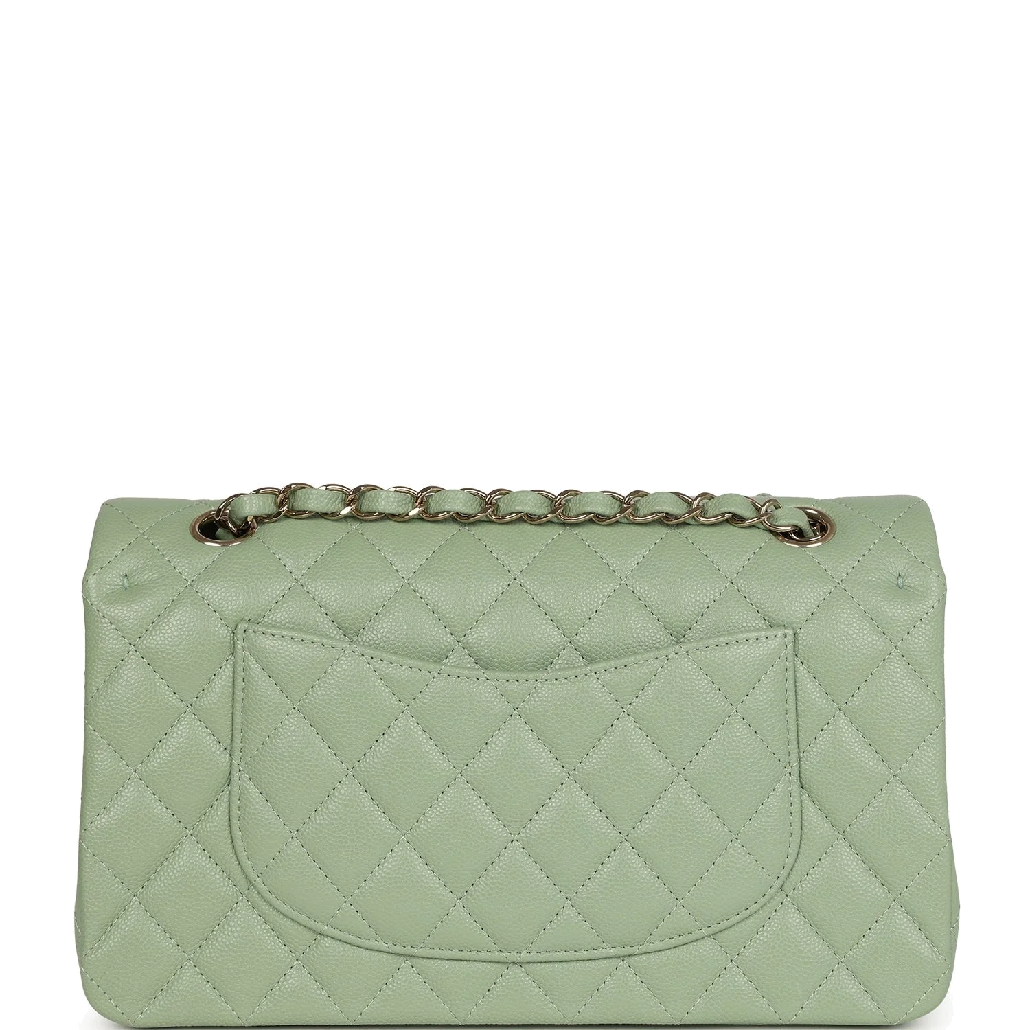 Chanel Medium Classic Double Flap Bag Light Green Caviar — фото 5