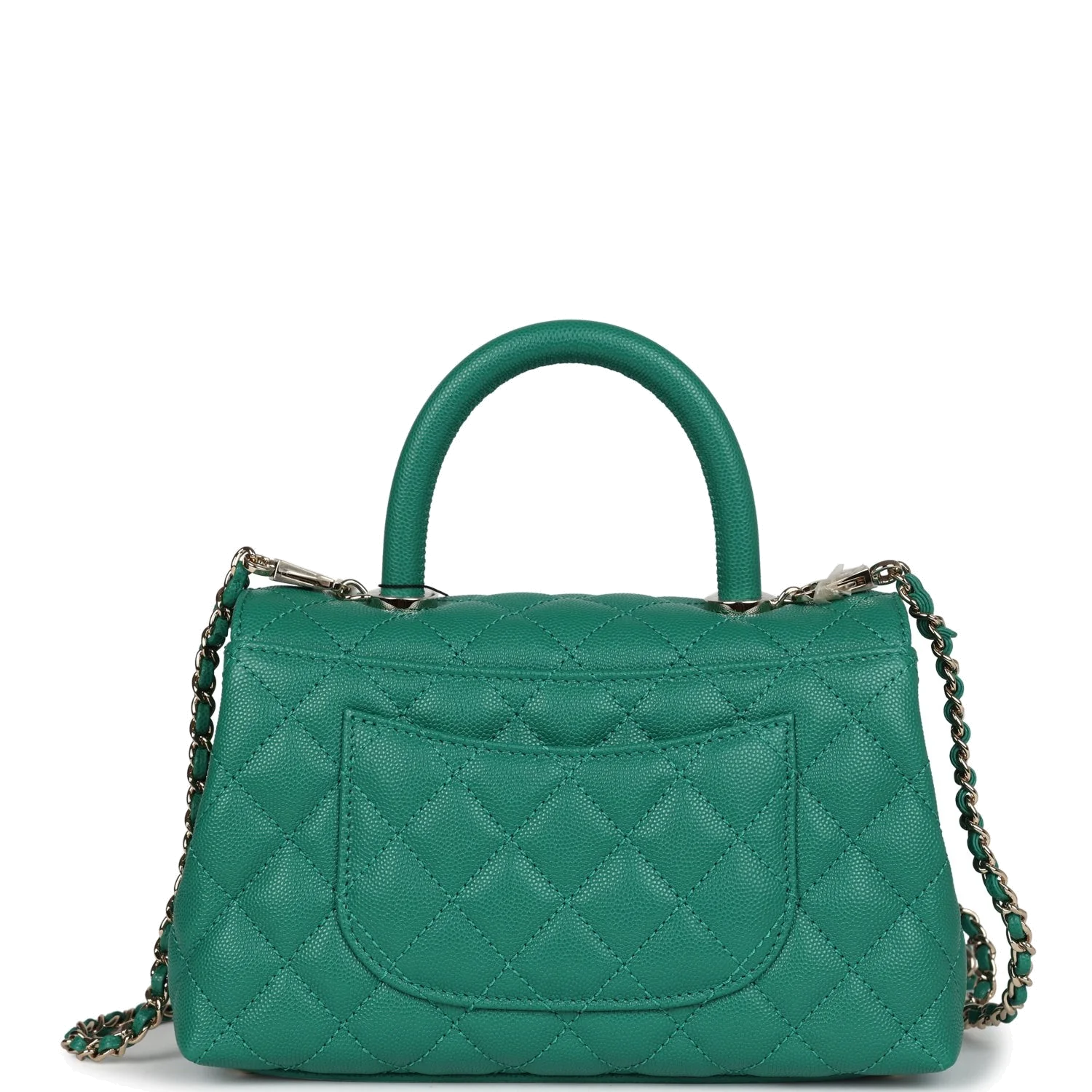 Chanel Mini Coco Top Handle Flap Bag Dark Green Caviar — фото 5